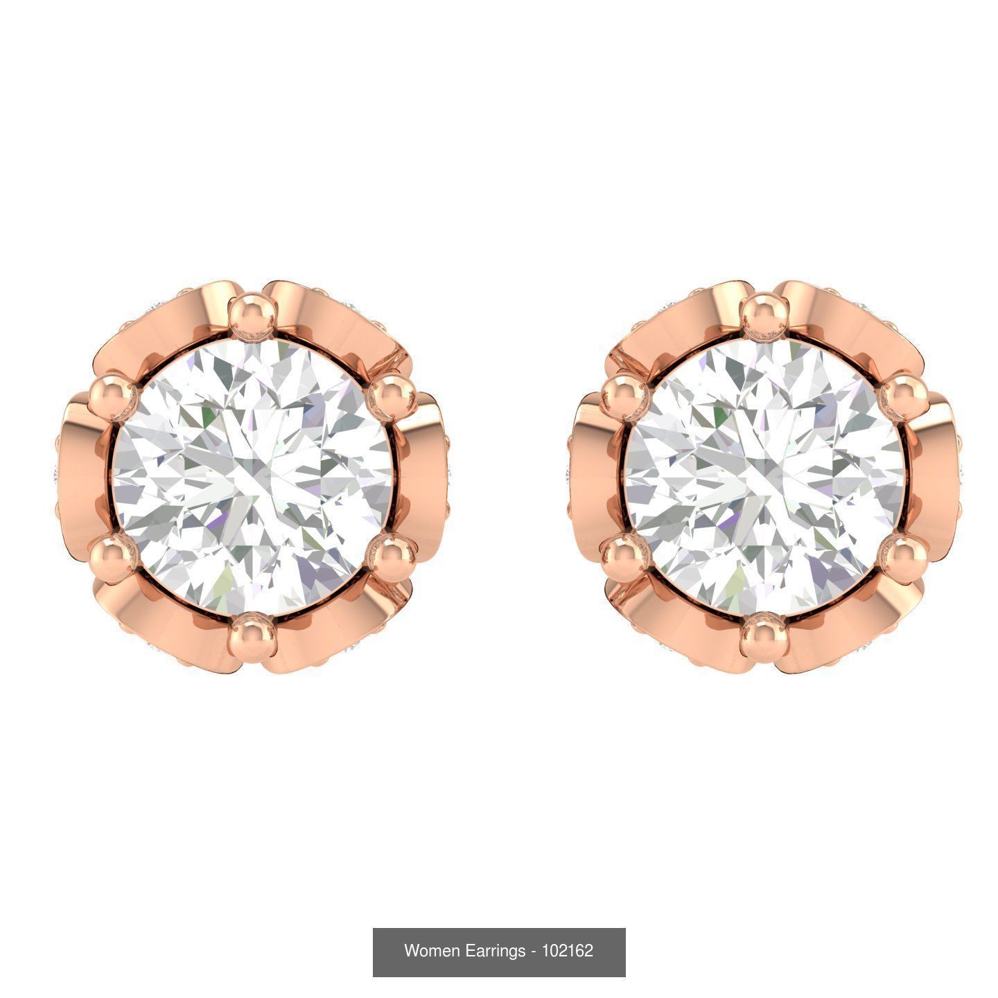 80 Solitaire Diamond studs earrings  3D Model Collection_83