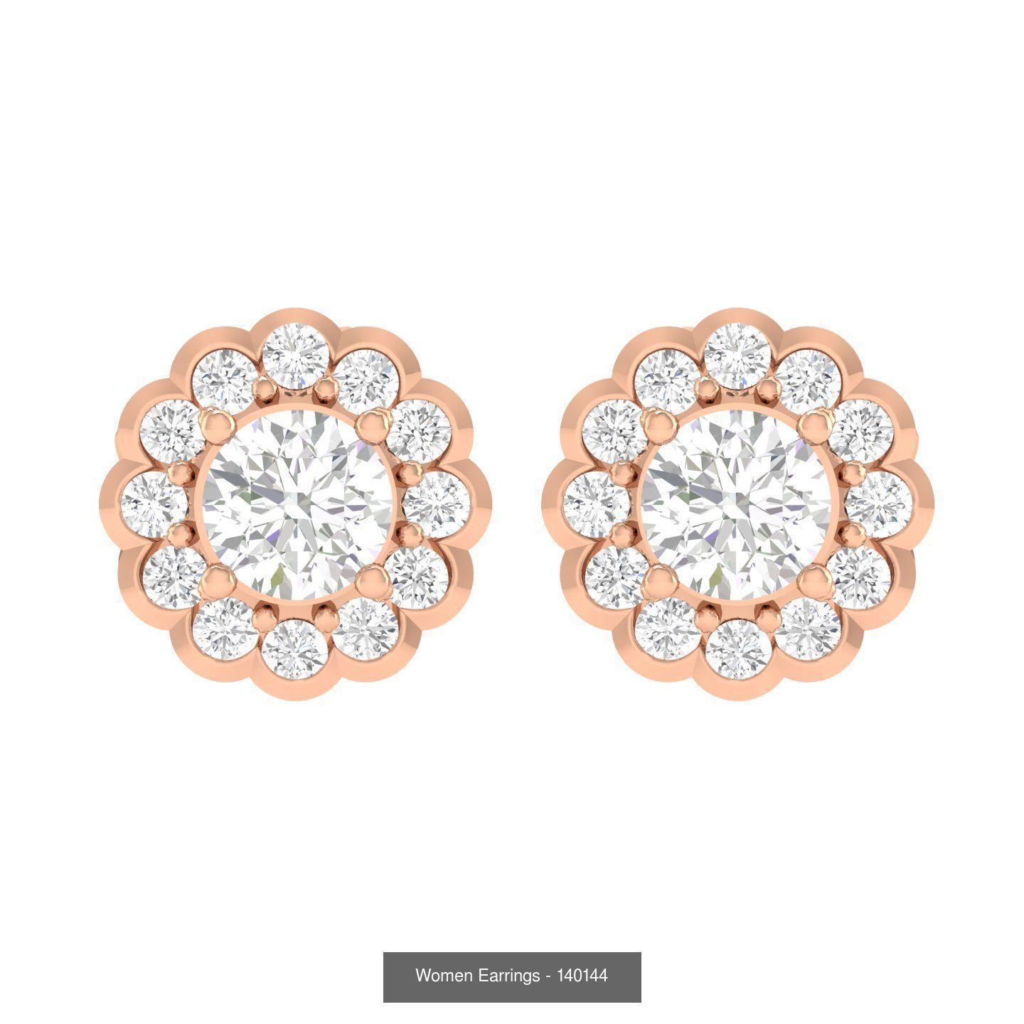 80 Solitaire Diamond studs earrings  3D Model Collection_41