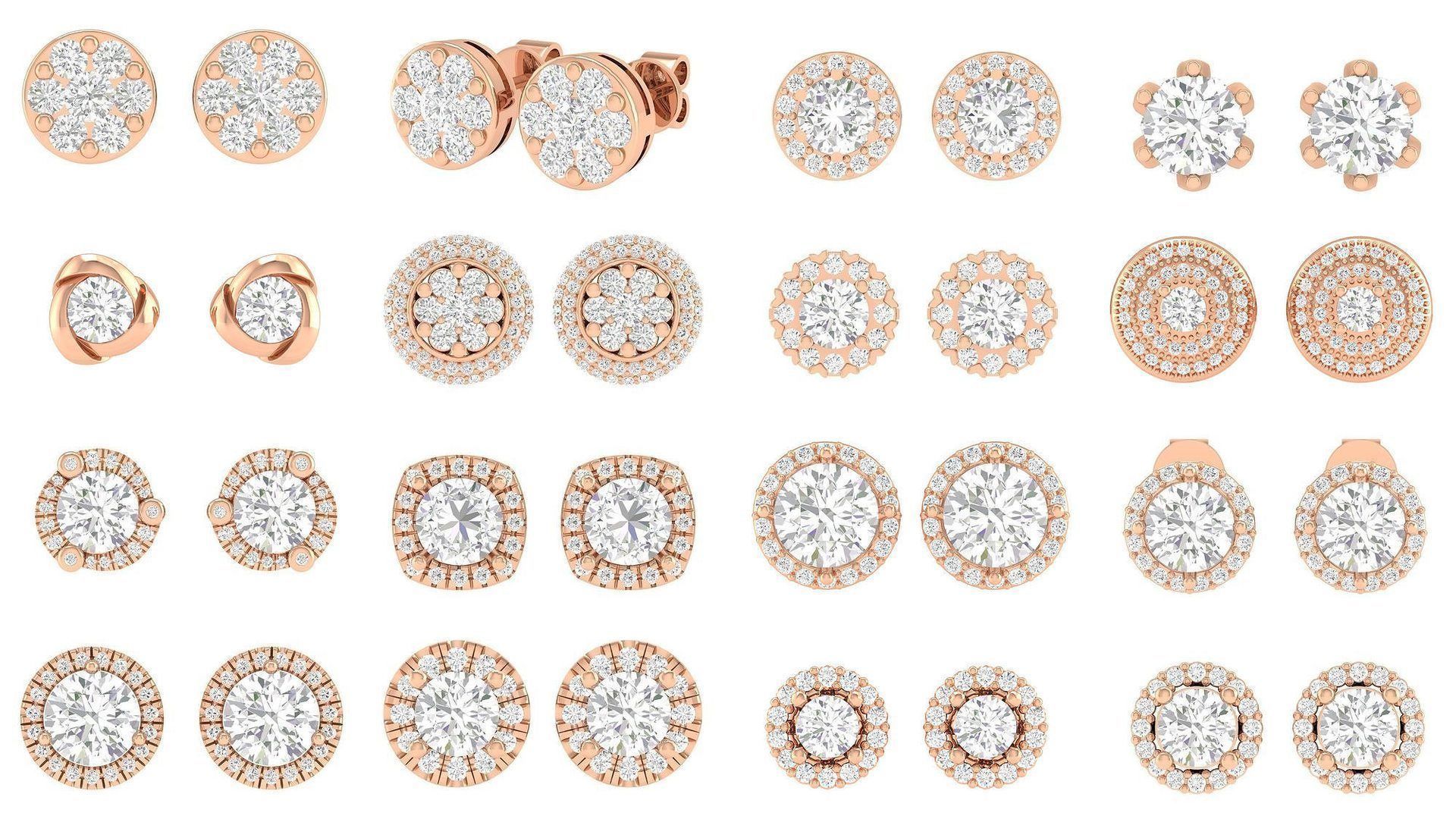 80 Solitaire Diamond studs earrings  3D Model Collection_2