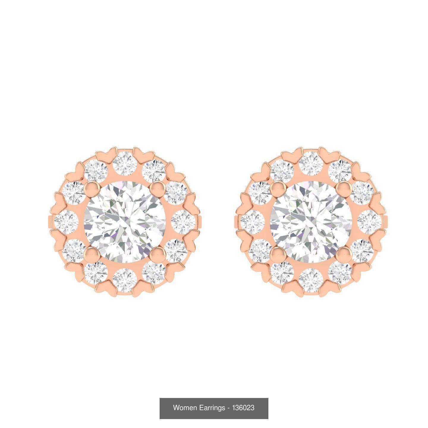 80 Solitaire Diamond studs earrings  3D Model Collection_63