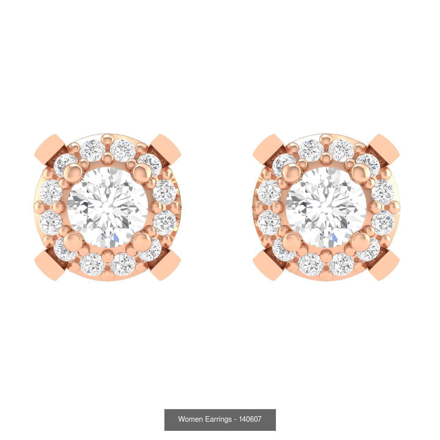 80 Solitaire Diamond studs earrings  3D Model Collection_24