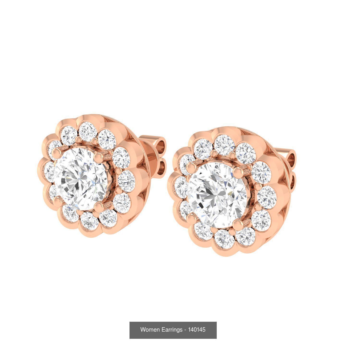 80 Solitaire Diamond studs earrings  3D Model Collection_40