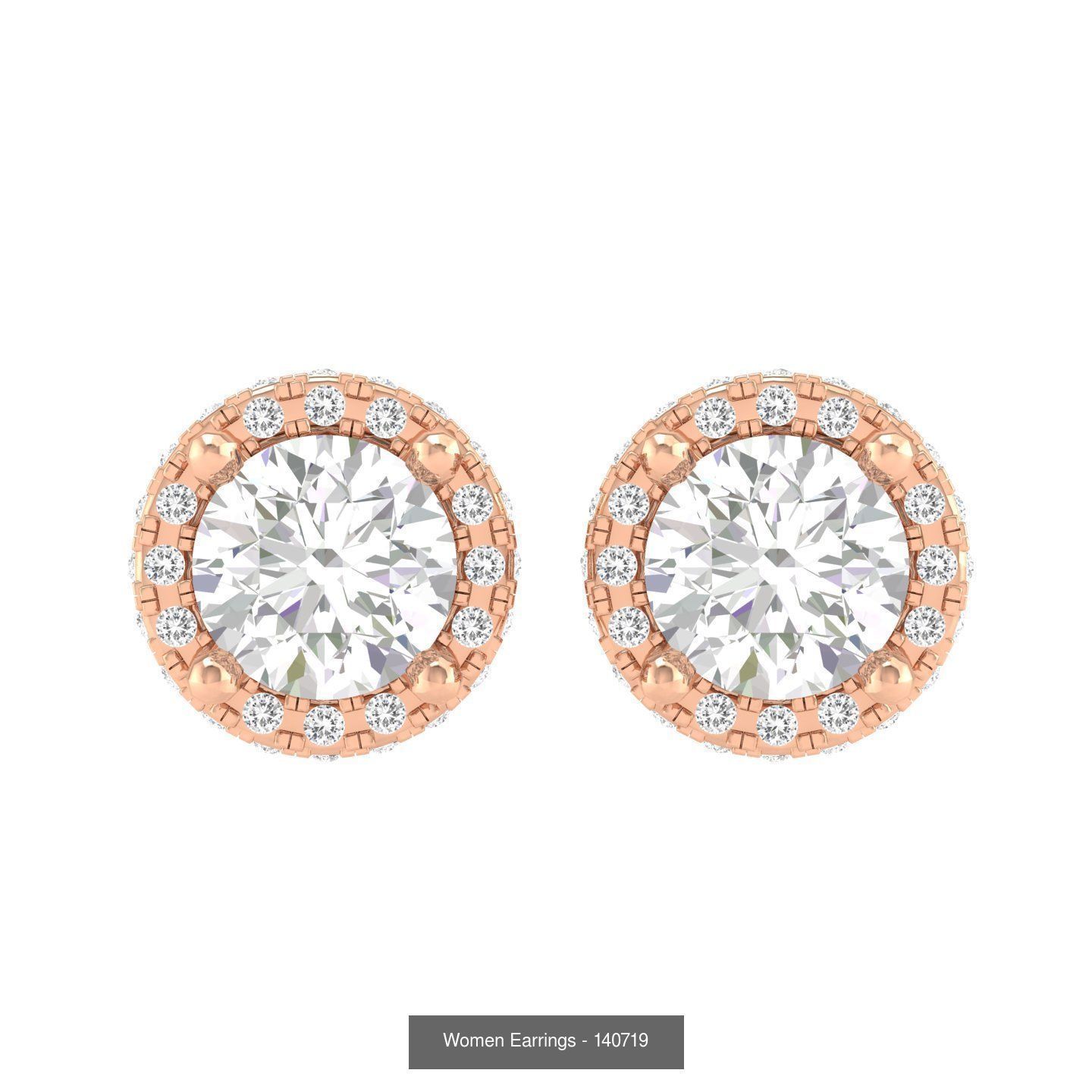 80 Solitaire Diamond studs earrings  3D Model Collection_19