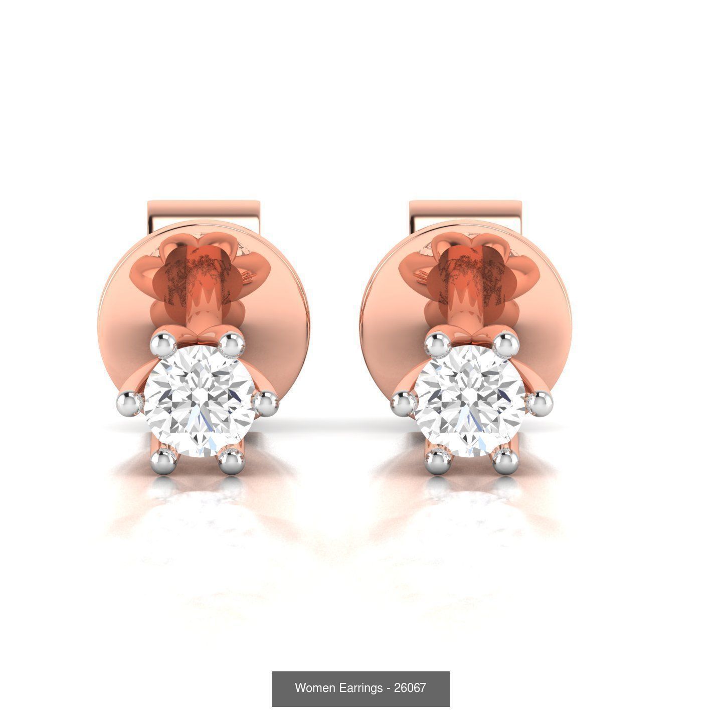 80 Solitaire Diamond studs earrings  3D Model Collection_10