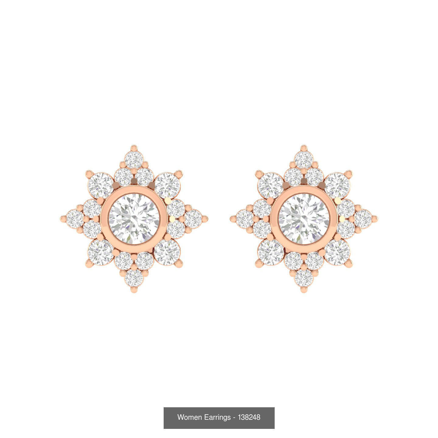80 Solitaire Diamond studs earrings  3D Model Collection_56