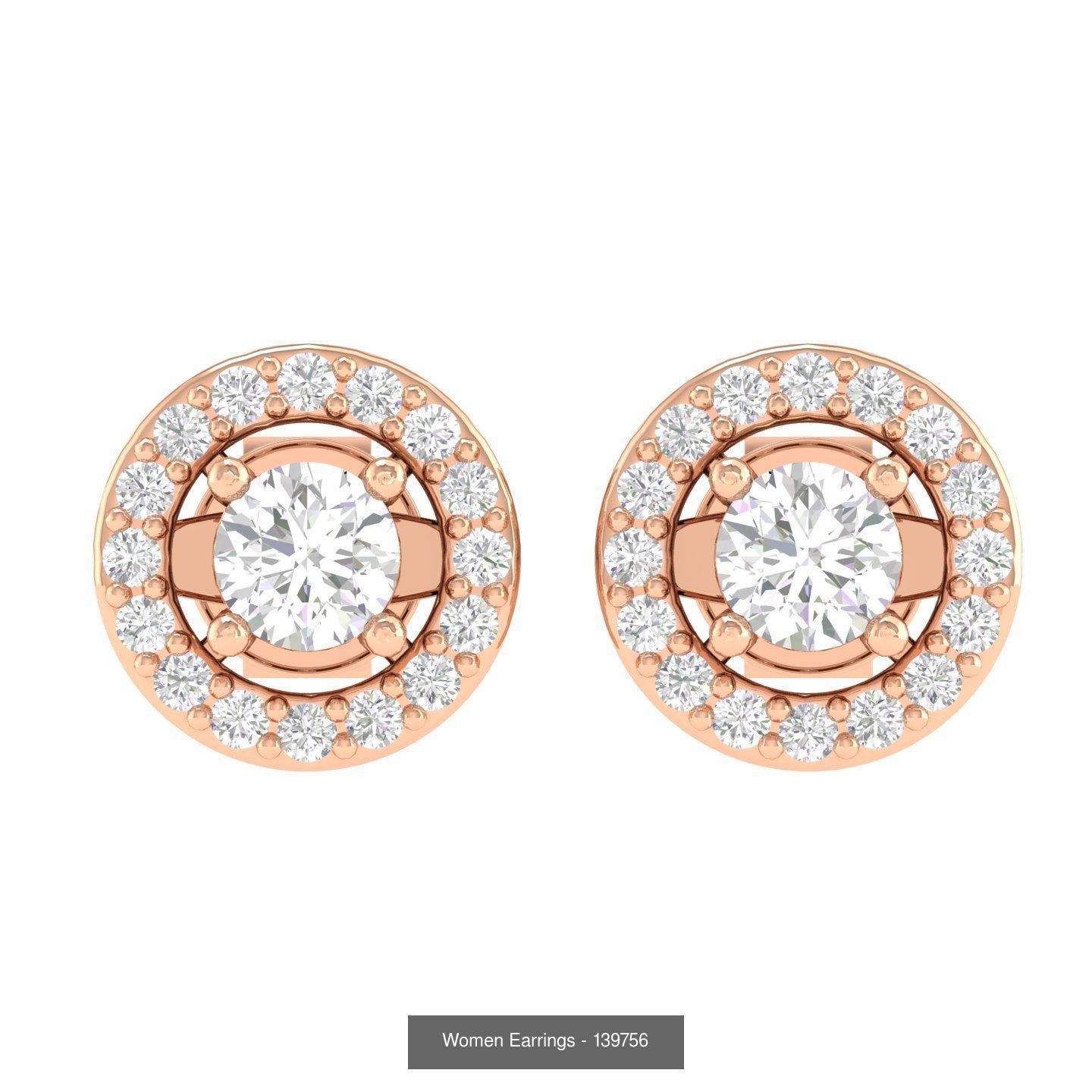 80 Solitaire Diamond studs earrings  3D Model Collection_50