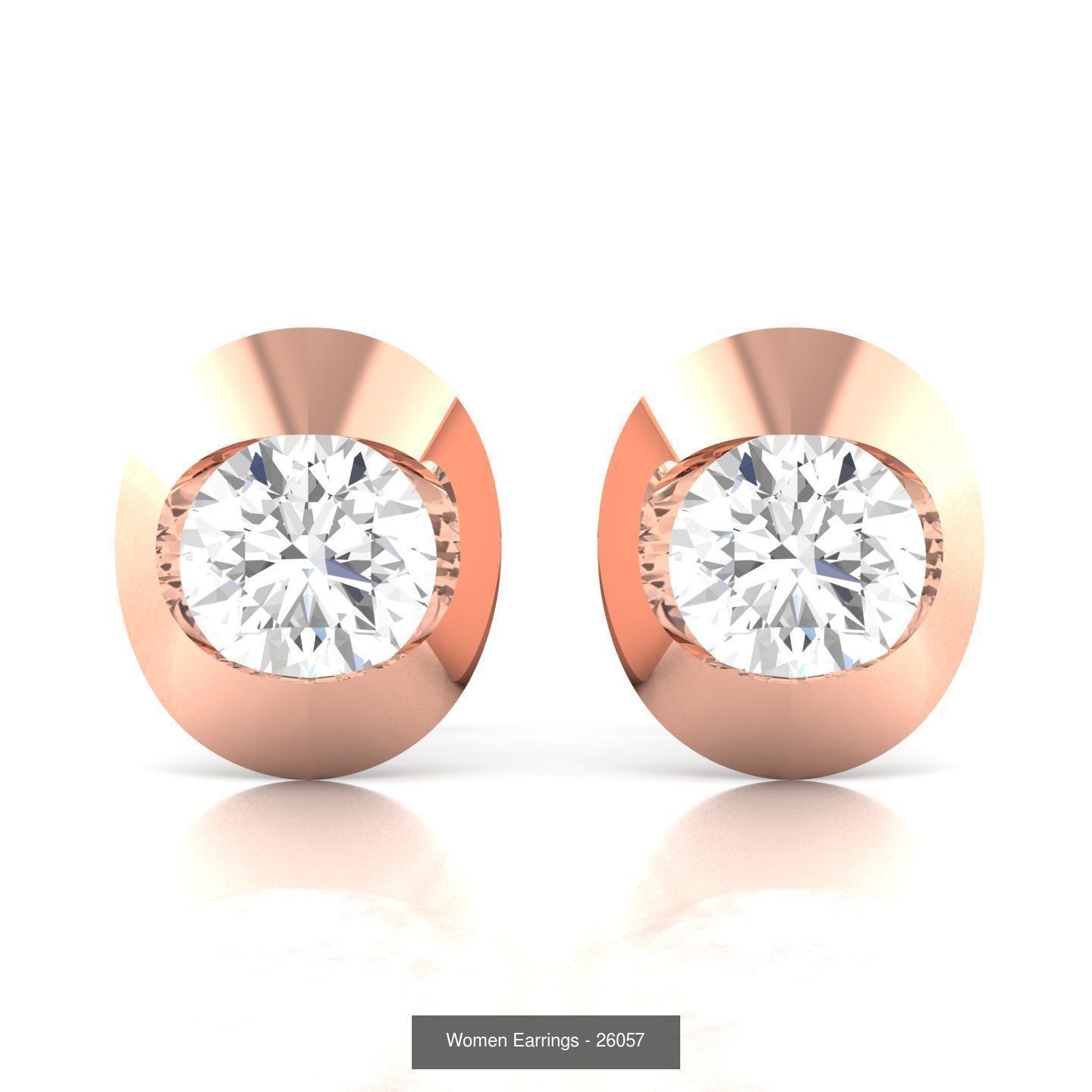 80 Solitaire Diamond studs earrings  3D Model Collection_12