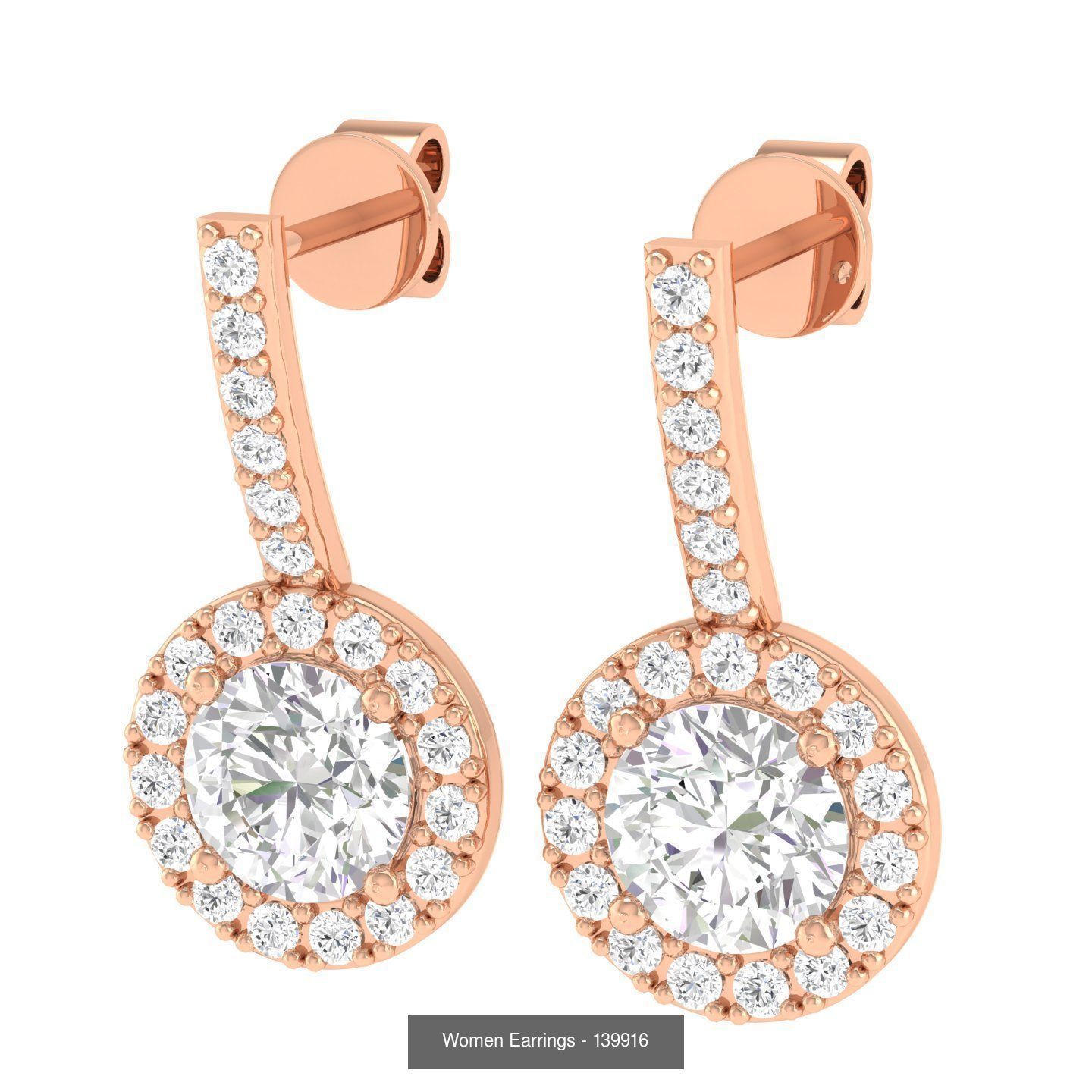 92 Diamond Drops earrings  3D Model Collection_80