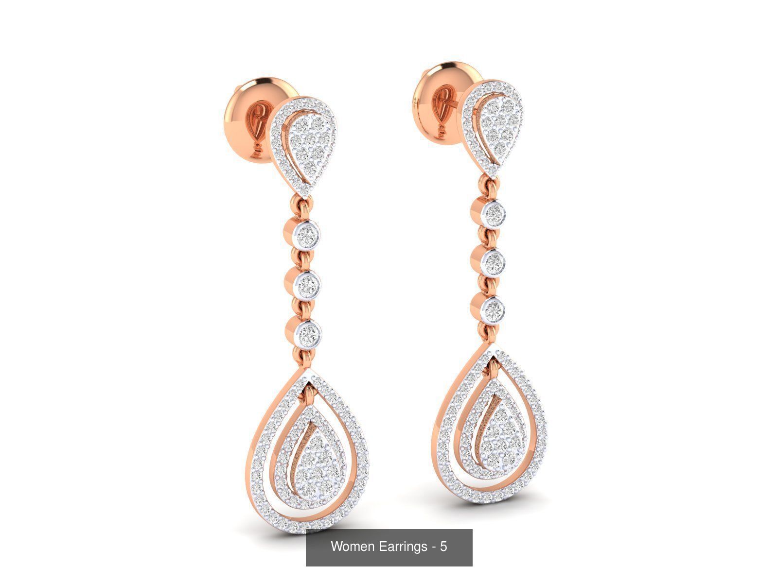 92 Diamond Drops earrings  3D Model Collection_29