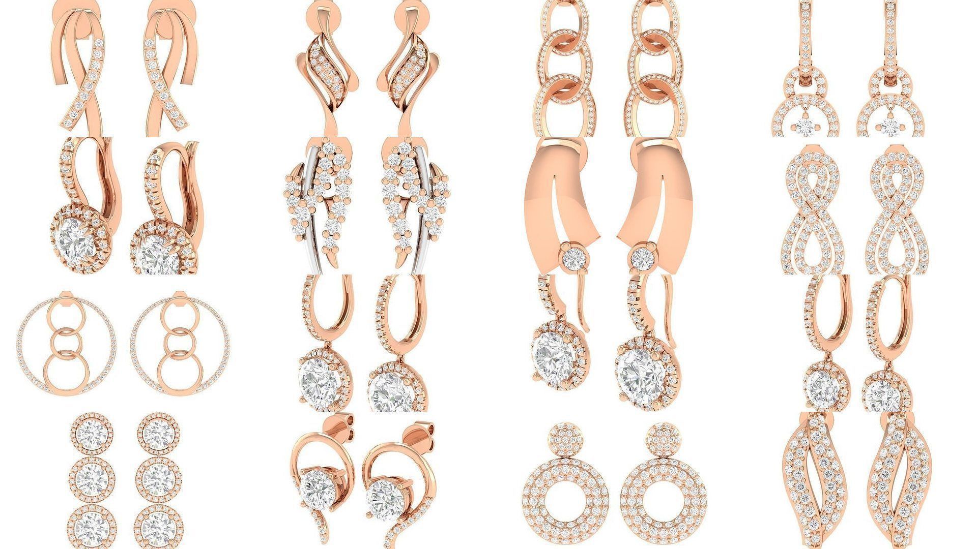 92 Diamond Drops earrings  3D Model Collection_5