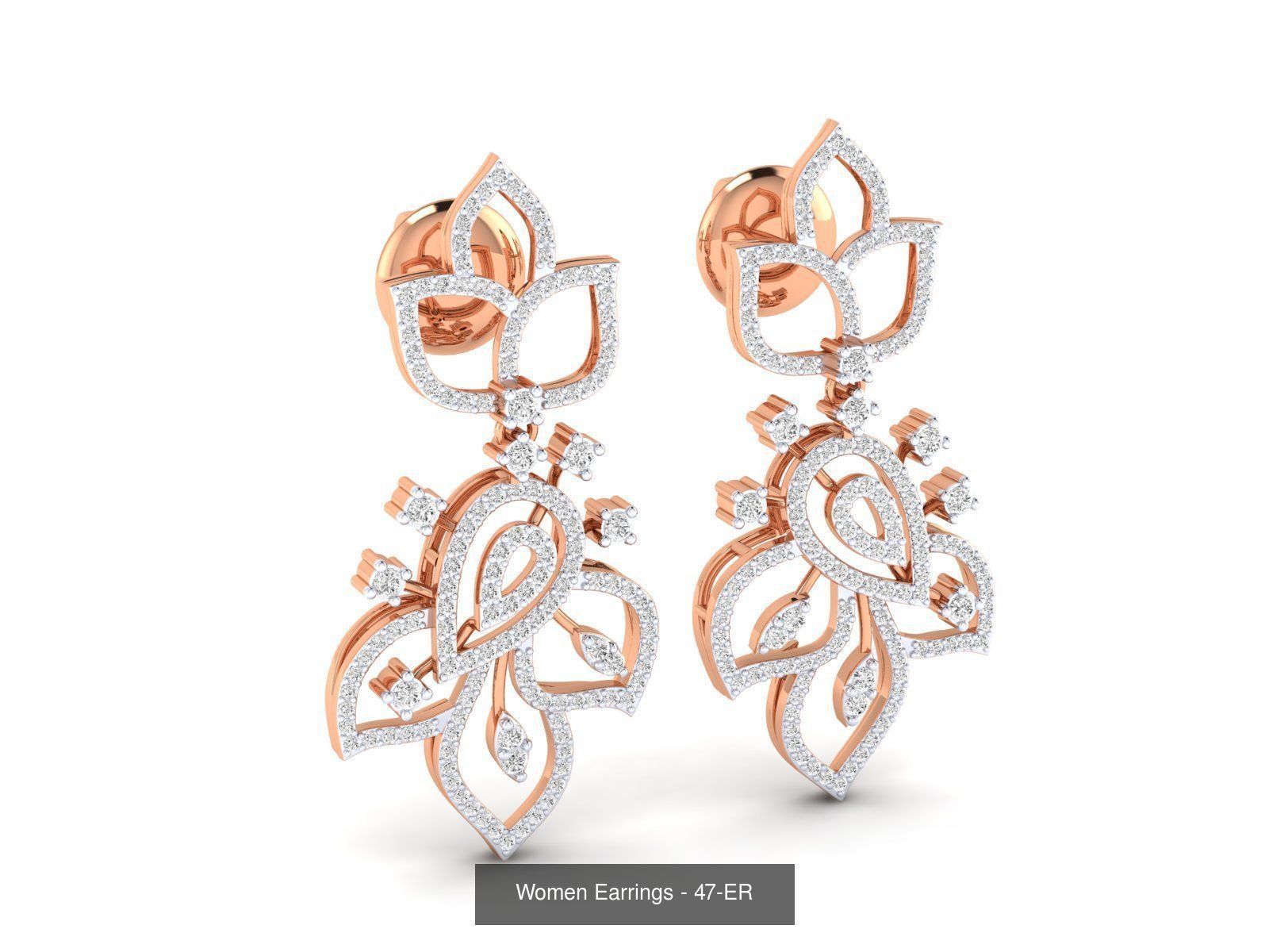 92 Diamond Drops earrings  3D Model Collection_13