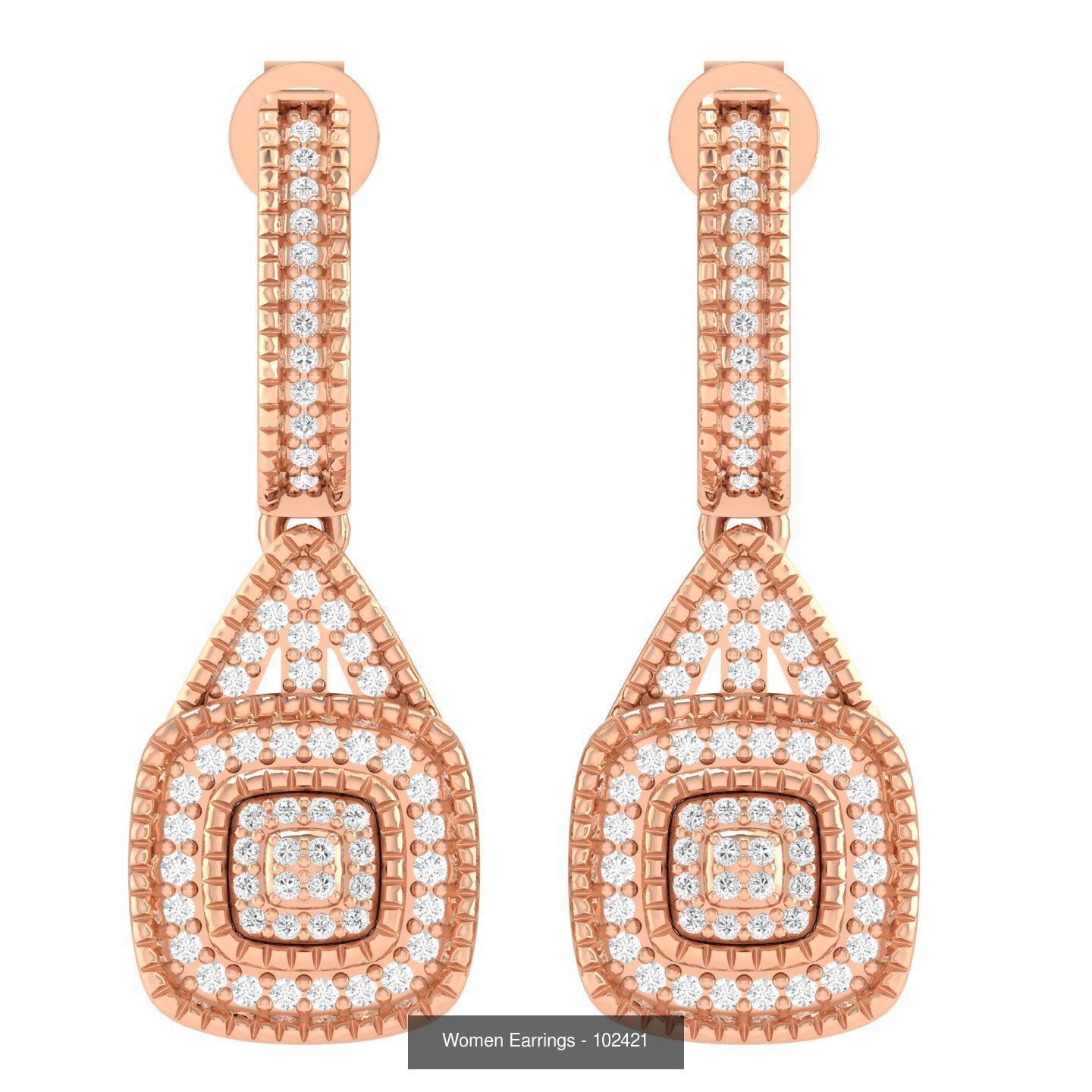 92 Diamond Drops earrings  3D Model Collection_93