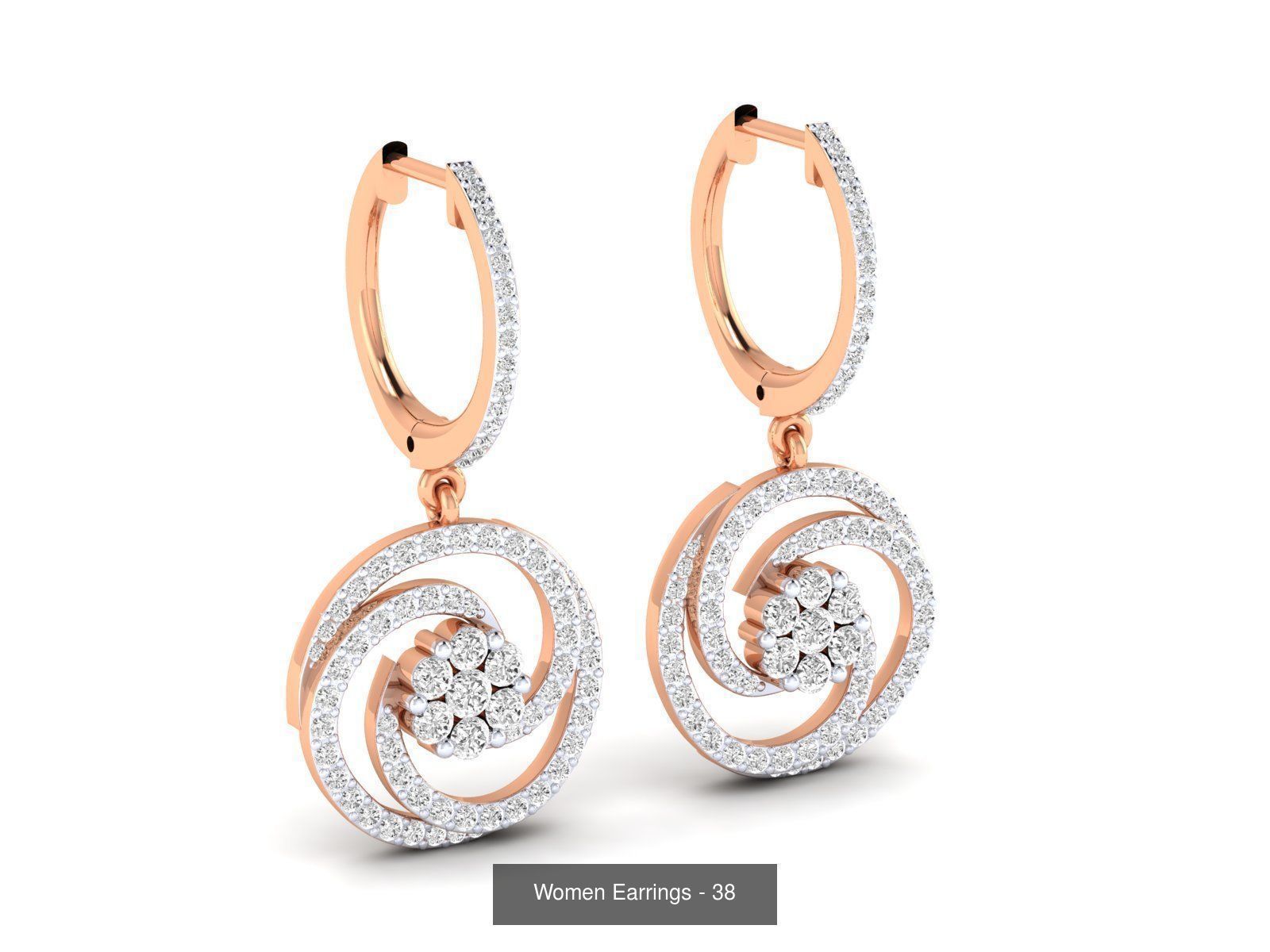 92 Diamond Drops earrings  3D Model Collection_45