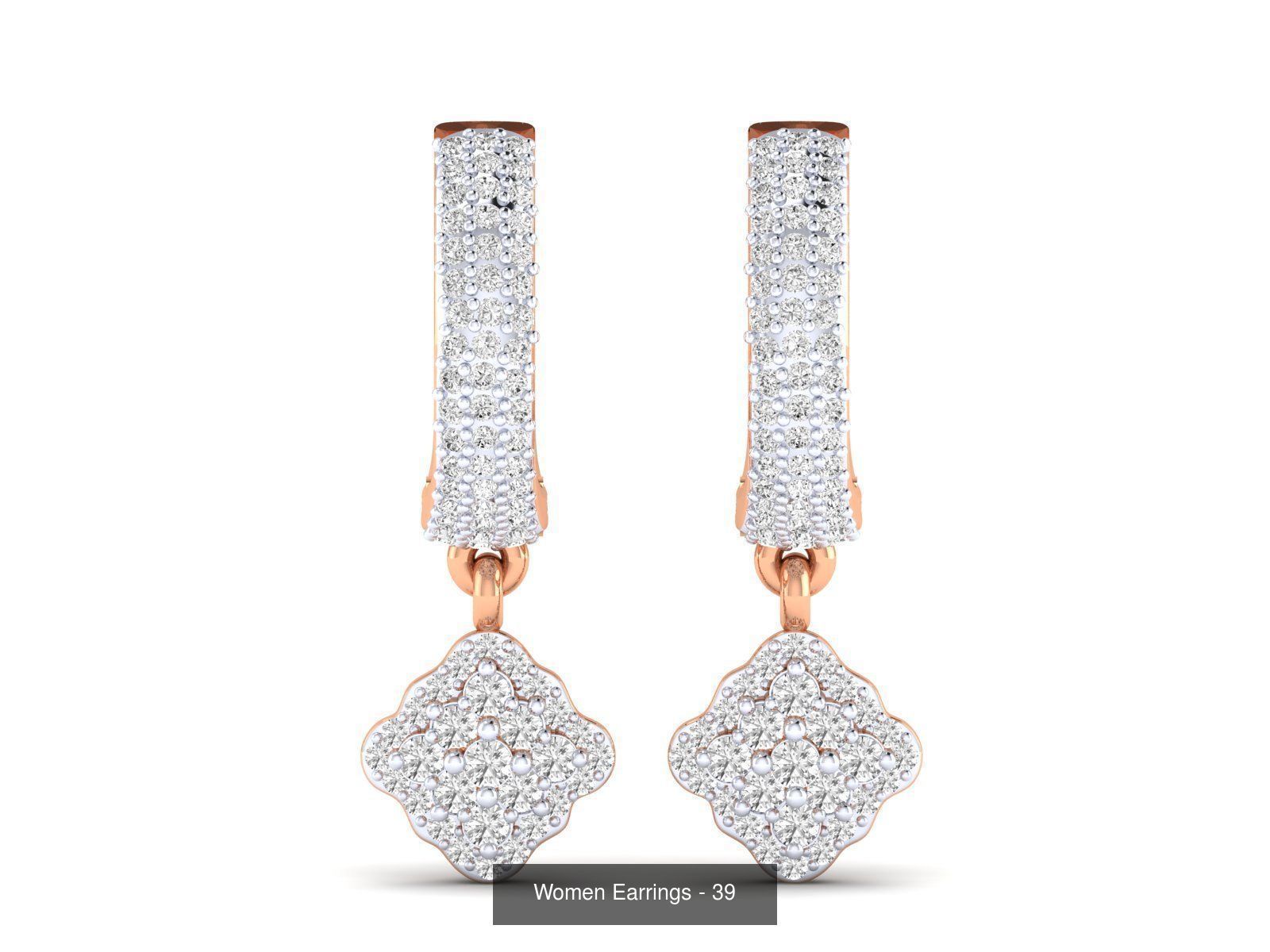 92 Diamond Drops earrings  3D Model Collection_44