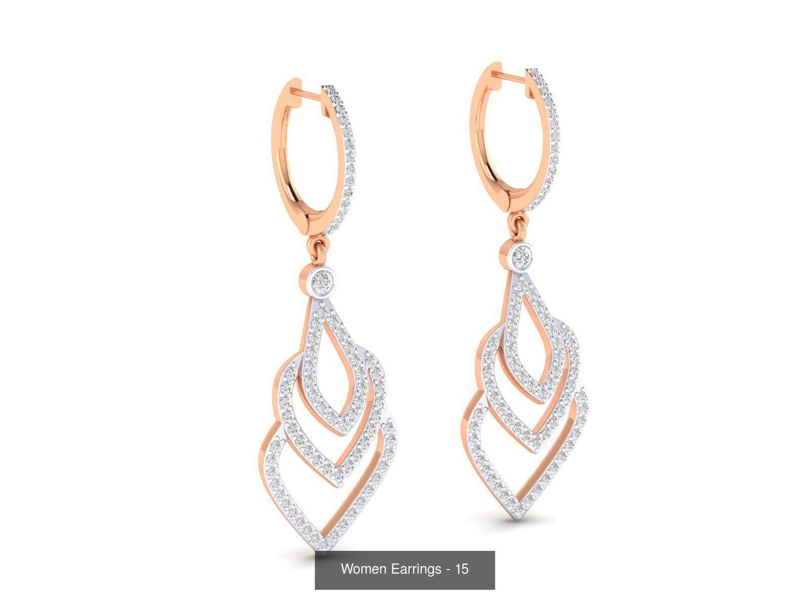 92 Diamond Drops earrings  3D Model Collection_52