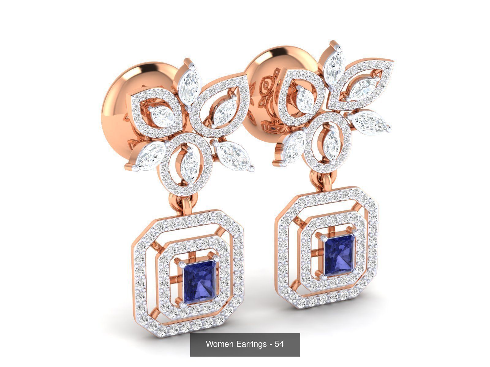 92 Diamond Drops earrings  3D Model Collection_17