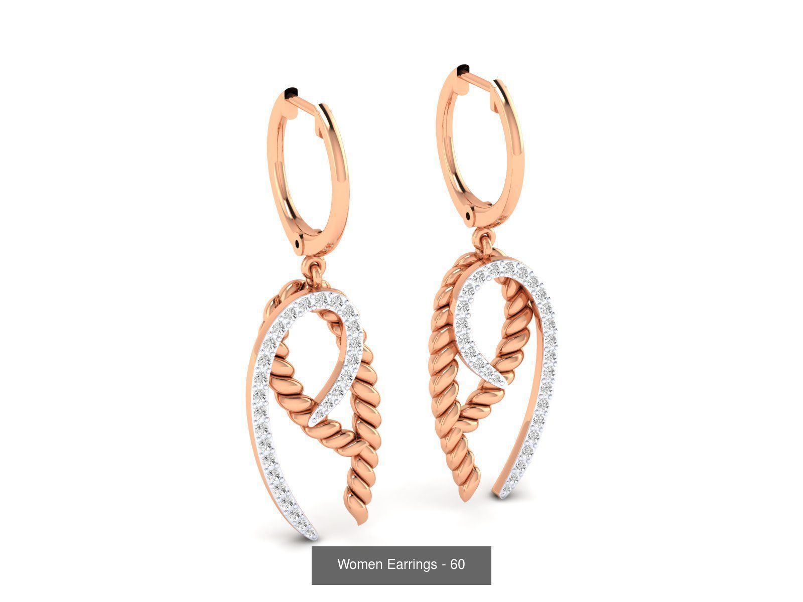 92 Diamond Drops earrings  3D Model Collection_40