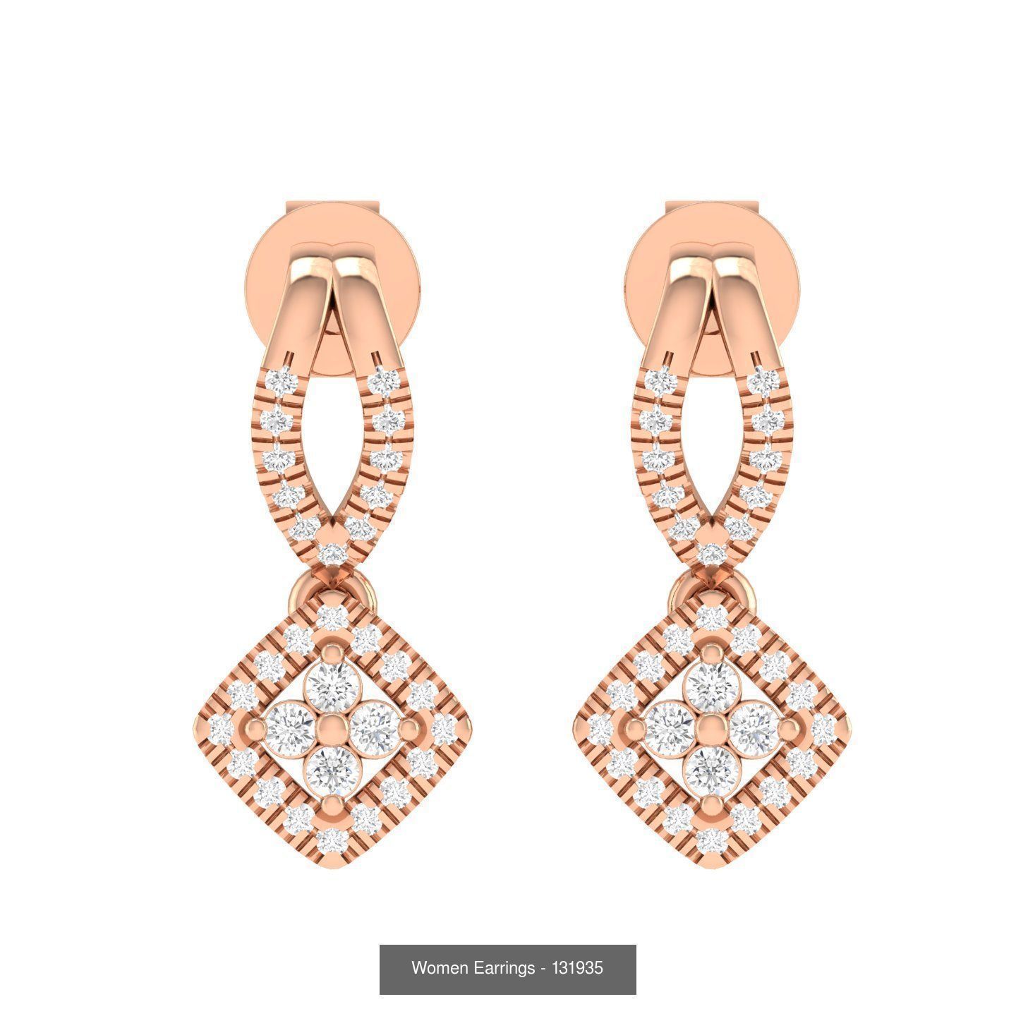 92 Diamond Drops earrings  3D Model Collection_85