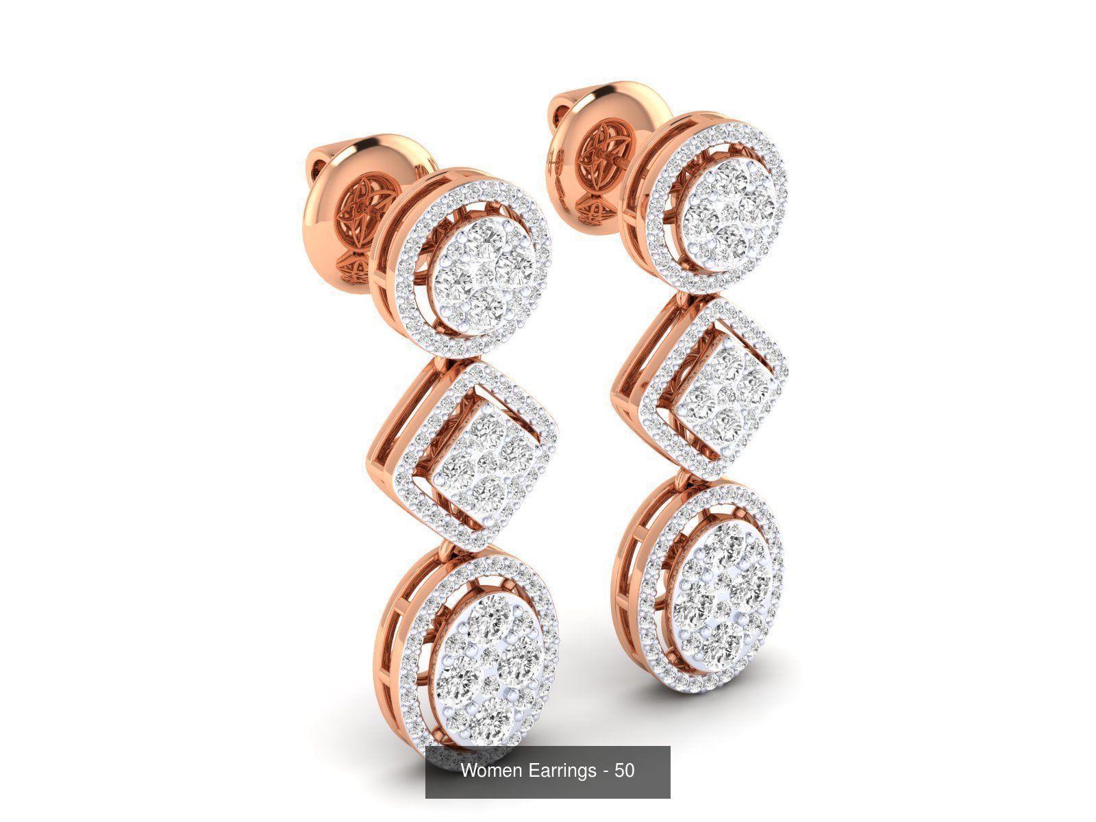 92 Diamond Drops earrings  3D Model Collection_42