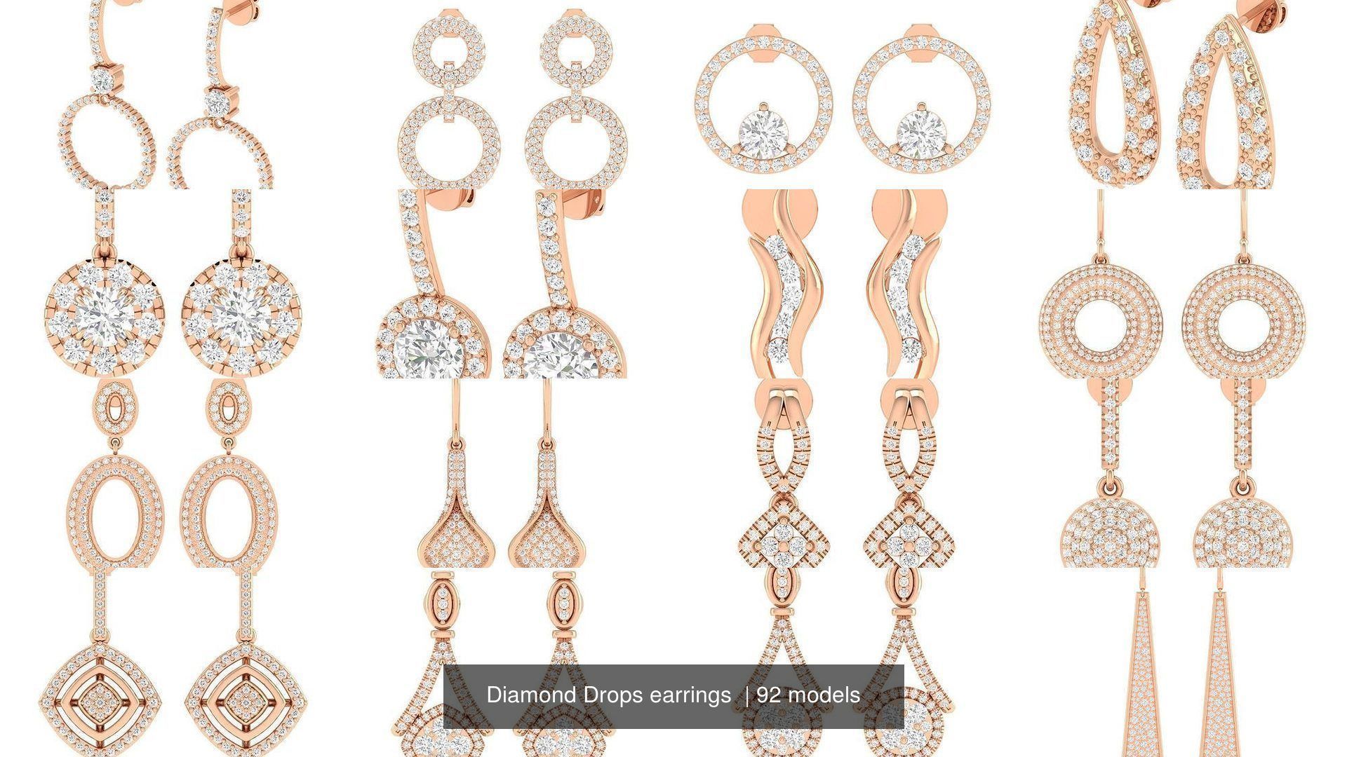 92 Diamond Drops earrings  3D Model Collection_8