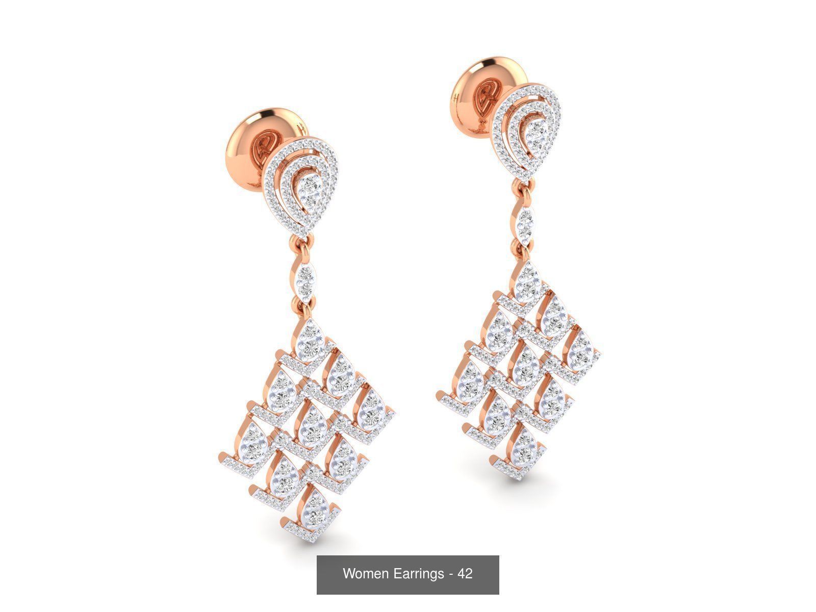 92 Diamond Drops earrings  3D Model Collection_19