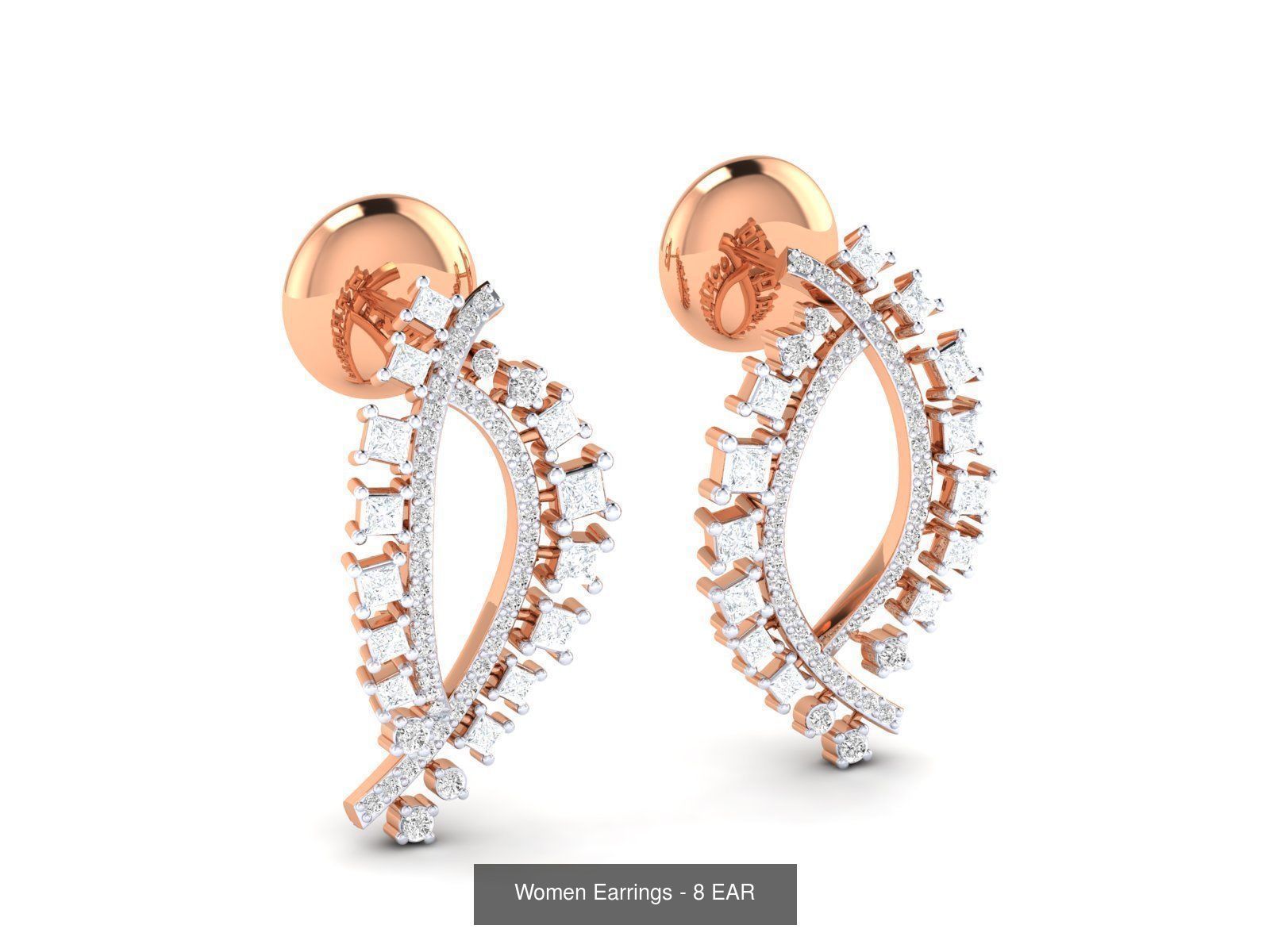92 Diamond Drops earrings  3D Model Collection_11