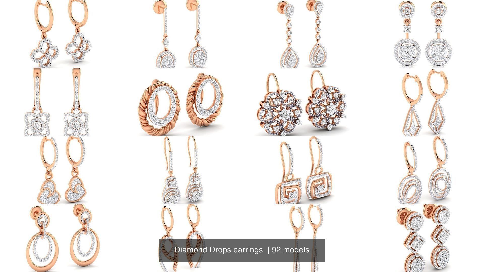92 Diamond Drops earrings  3D Model Collection_2