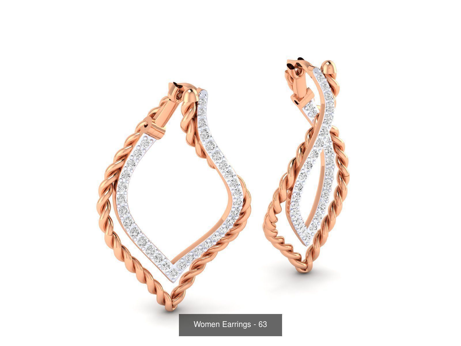 92 Diamond Drops earrings  3D Model Collection_99