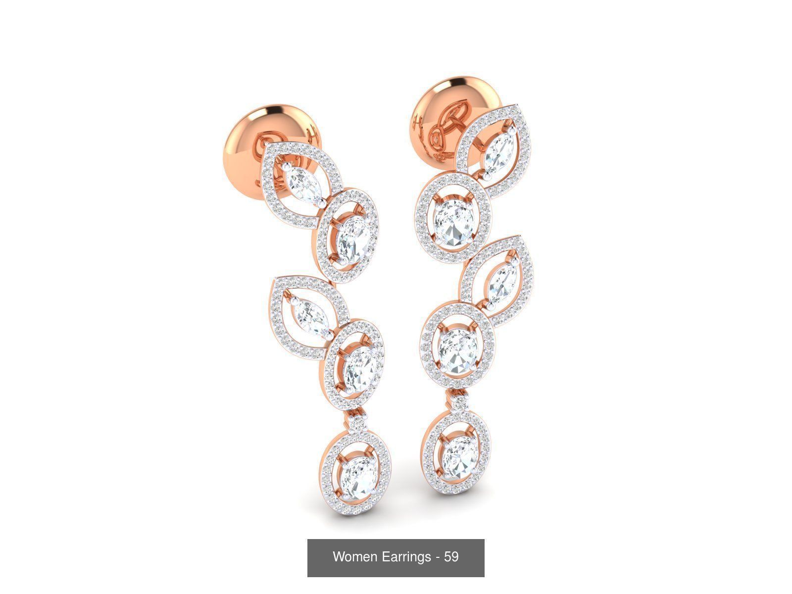 92 Diamond Drops earrings  3D Model Collection_16