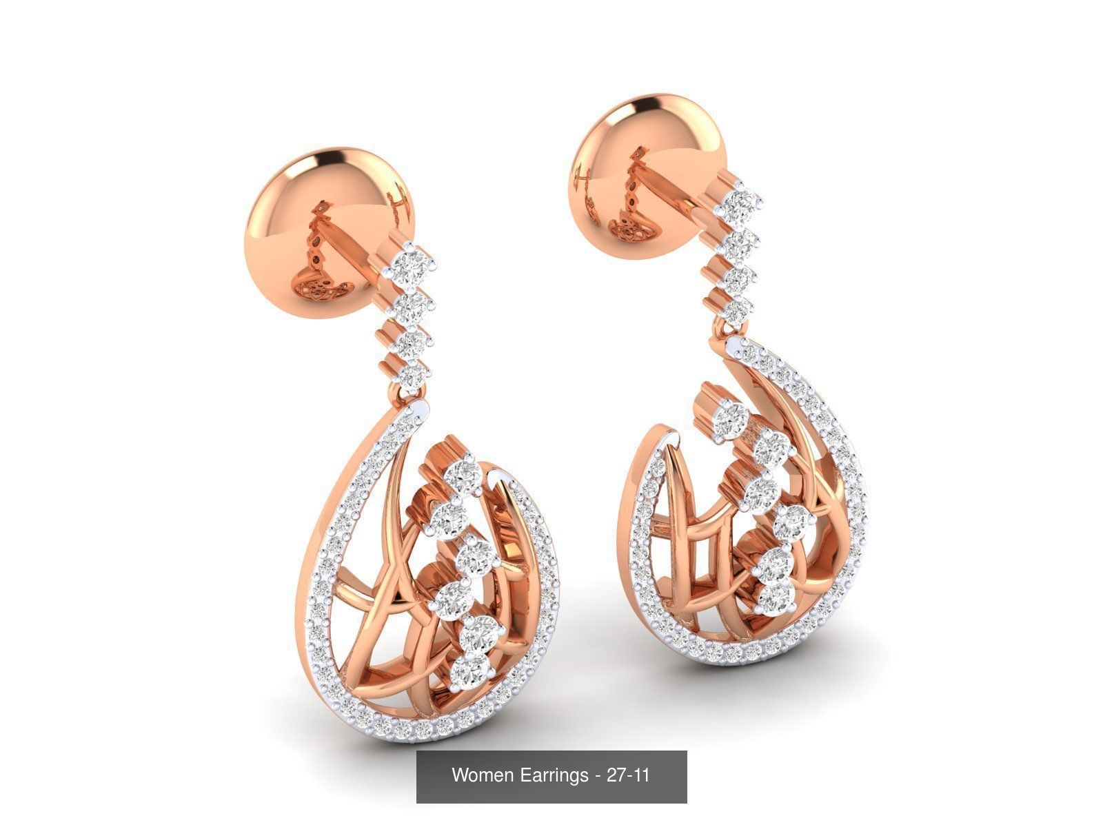 92 Diamond Drops earrings  3D Model Collection_21