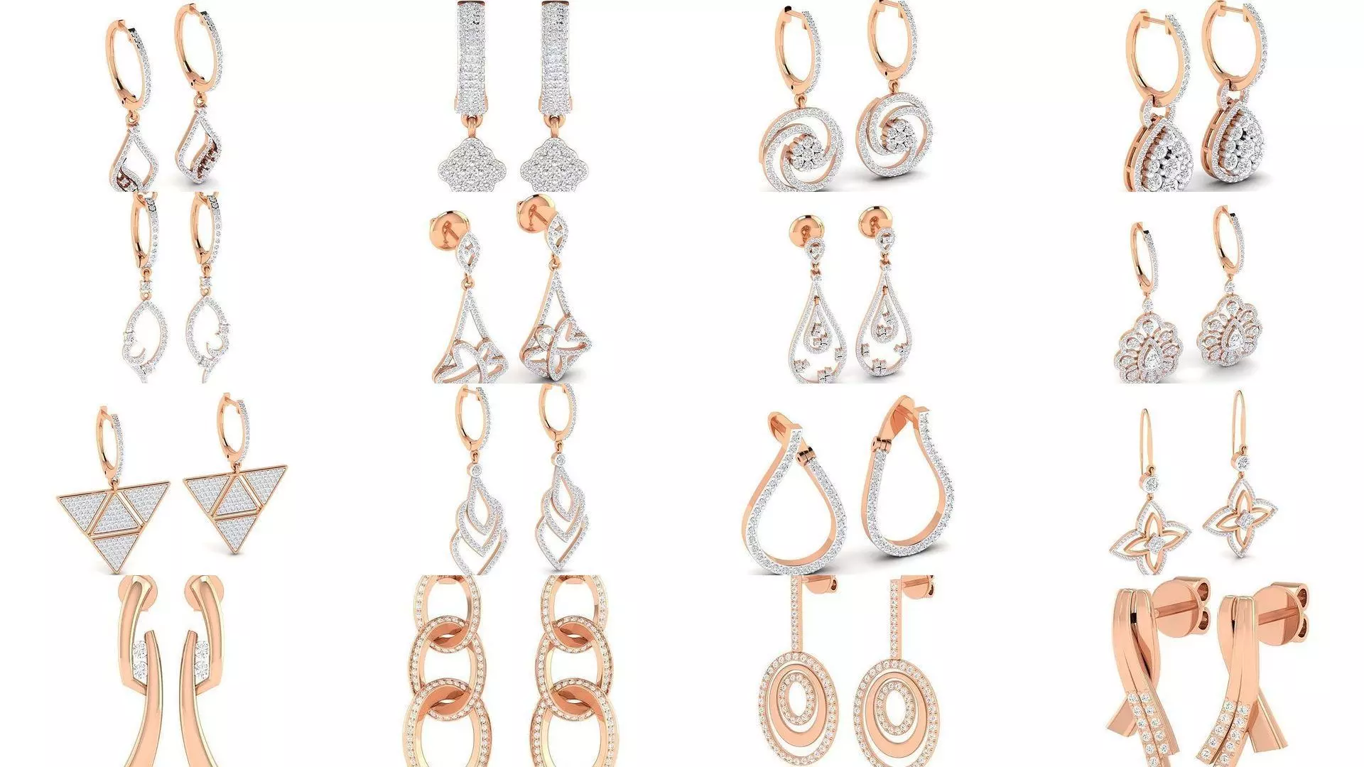 92 Diamond Drops earrings  3D Model Collection_0