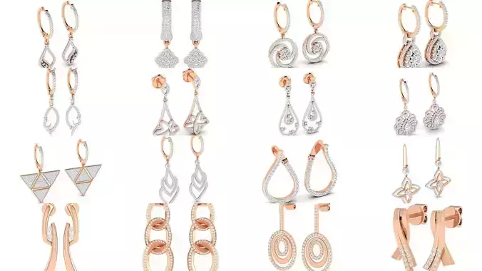 92 Diamond Drops earrings  3D Model Collection