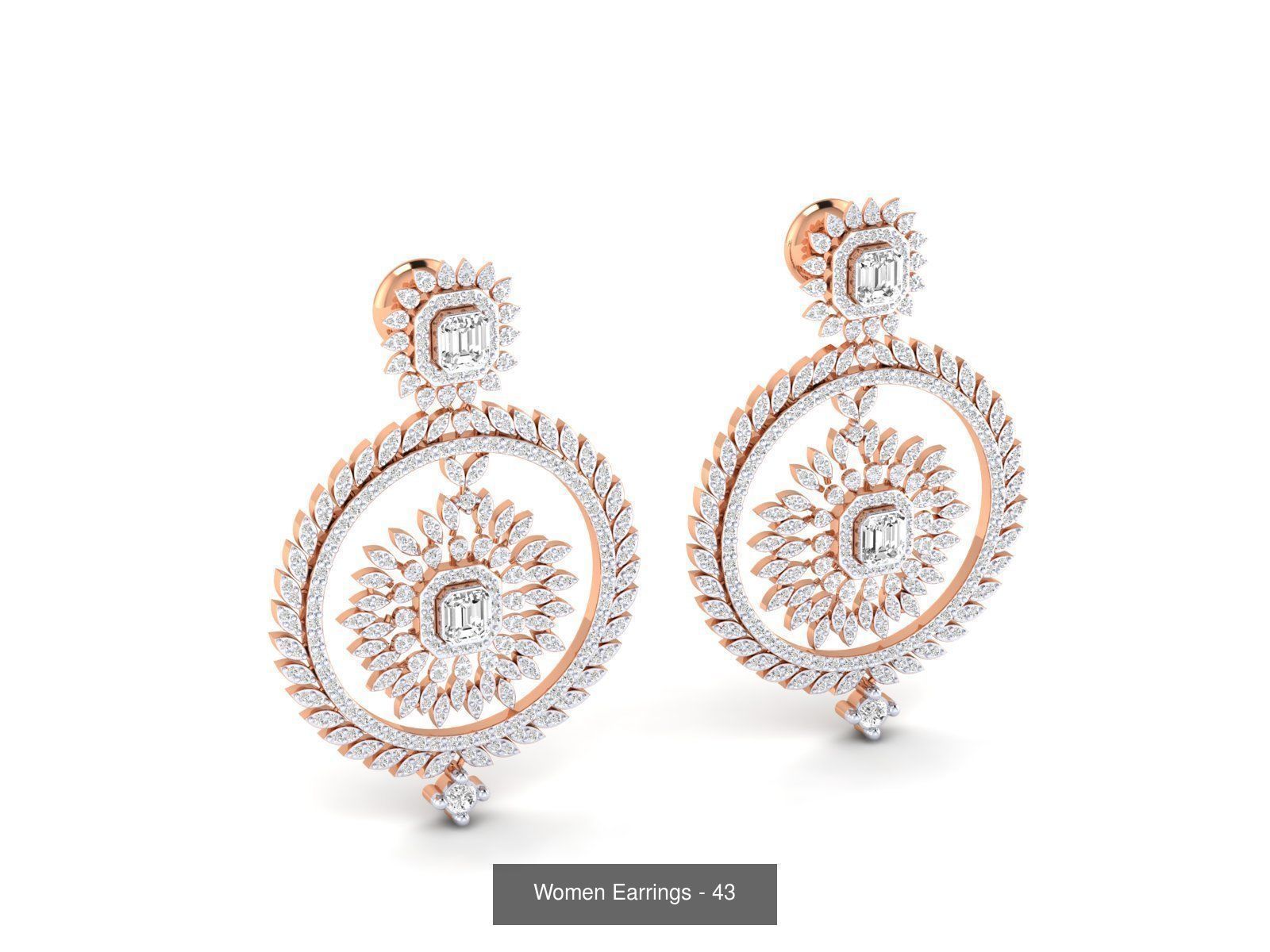 92 Diamond Drops earrings  3D Model Collection_14