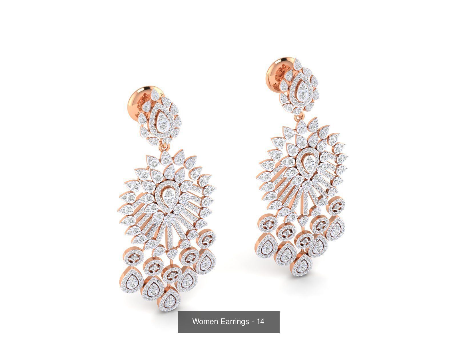 92 Diamond Drops earrings  3D Model Collection_15