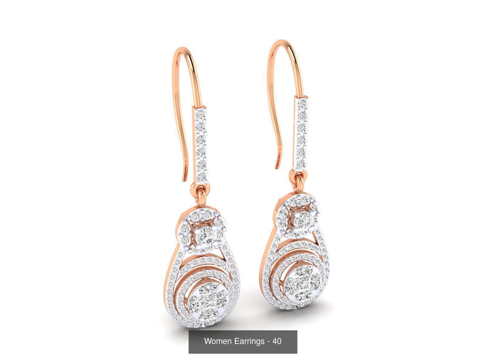 92 Diamond Drops earrings  3D Model Collection_36