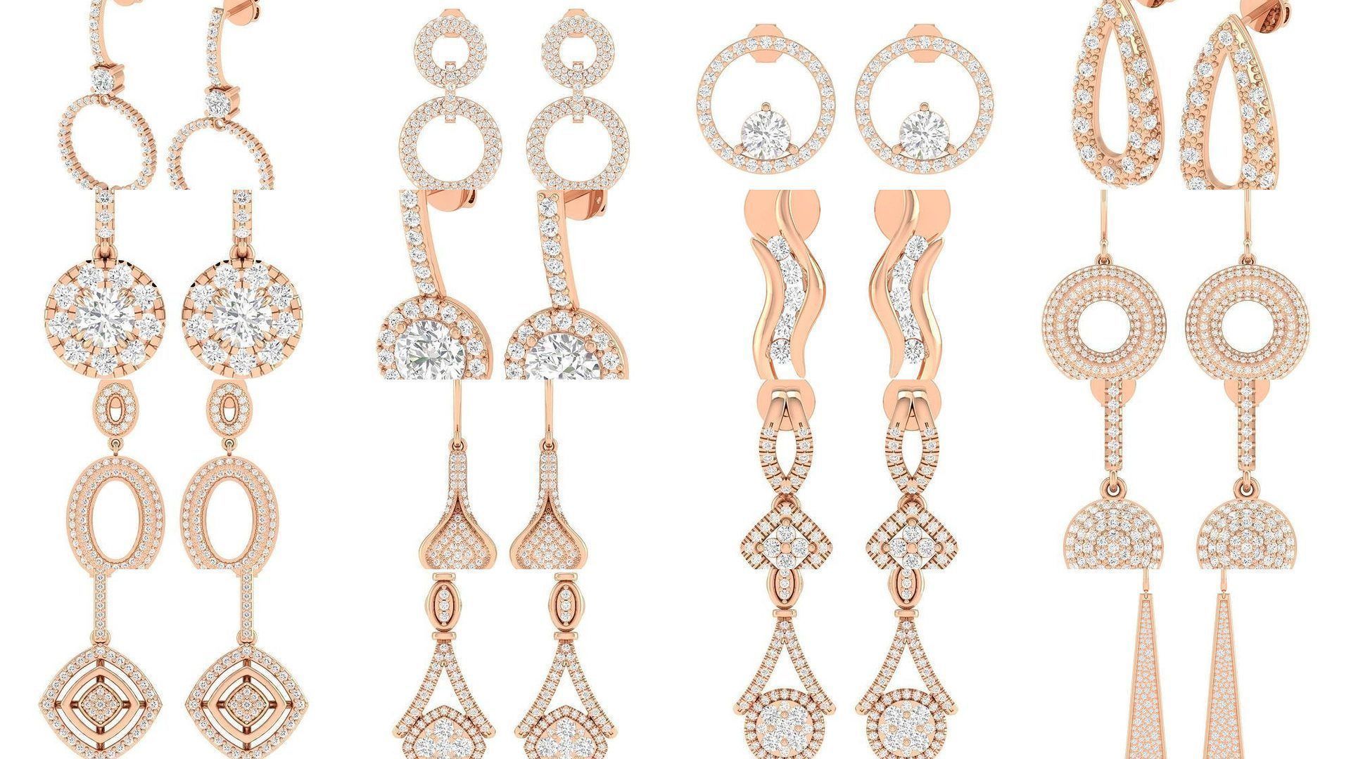 92 Diamond Drops earrings  3D Model Collection_7