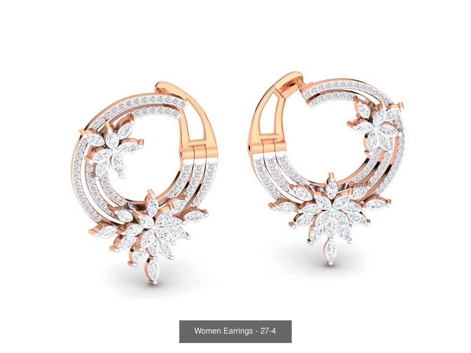92 Diamond Drops earrings  3D Model Collection_97