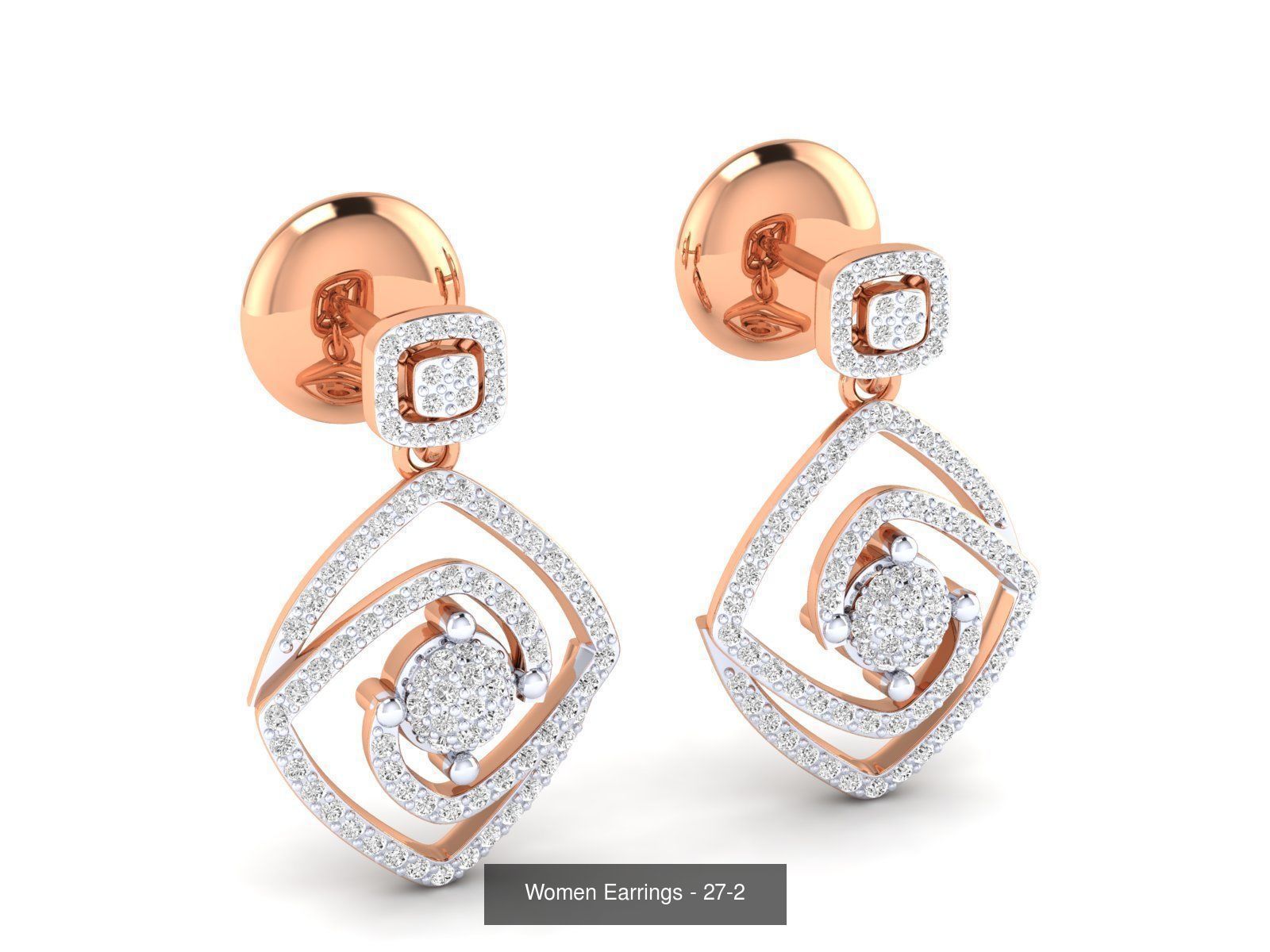 92 Diamond Drops earrings  3D Model Collection_12
