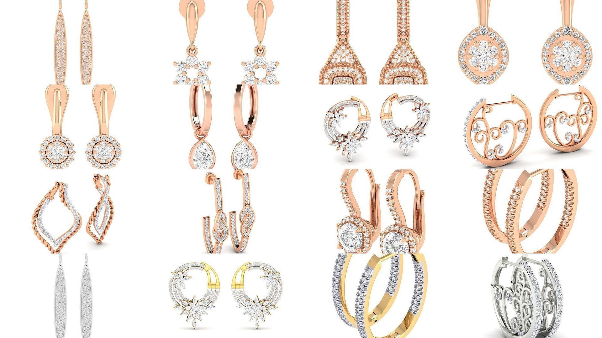 92 Diamond Drops earrings  3D Model Collection_9