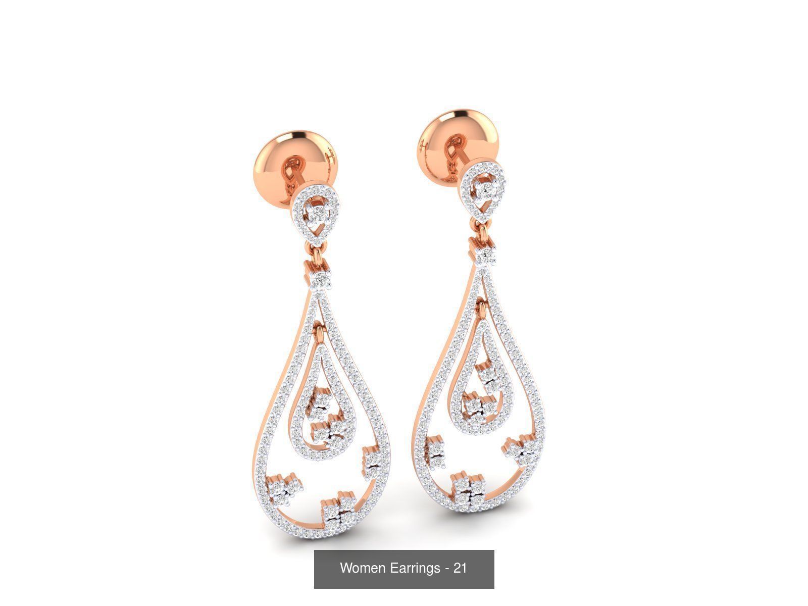 92 Diamond Drops earrings  3D Model Collection_49