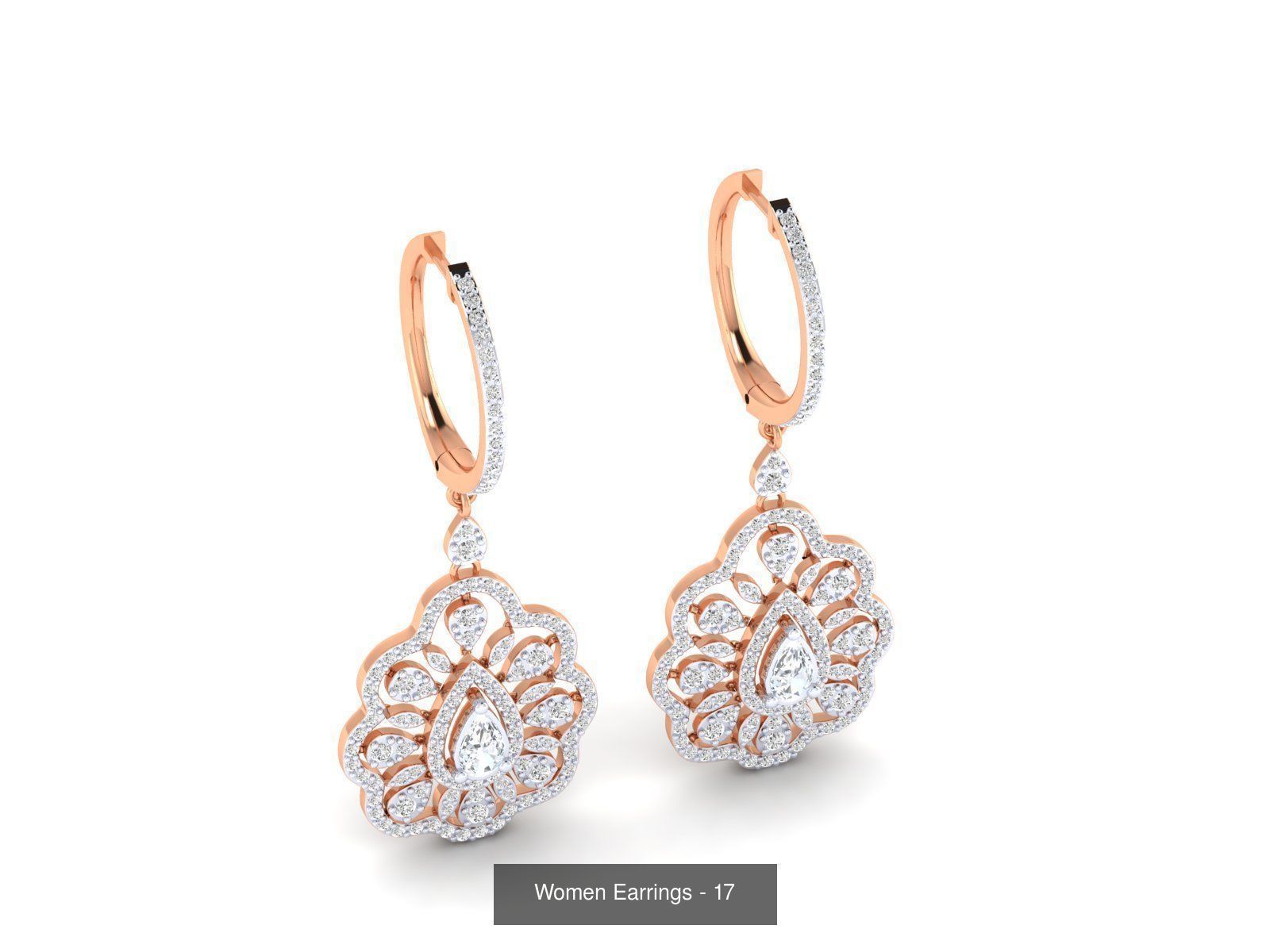 92 Diamond Drops earrings  3D Model Collection_50