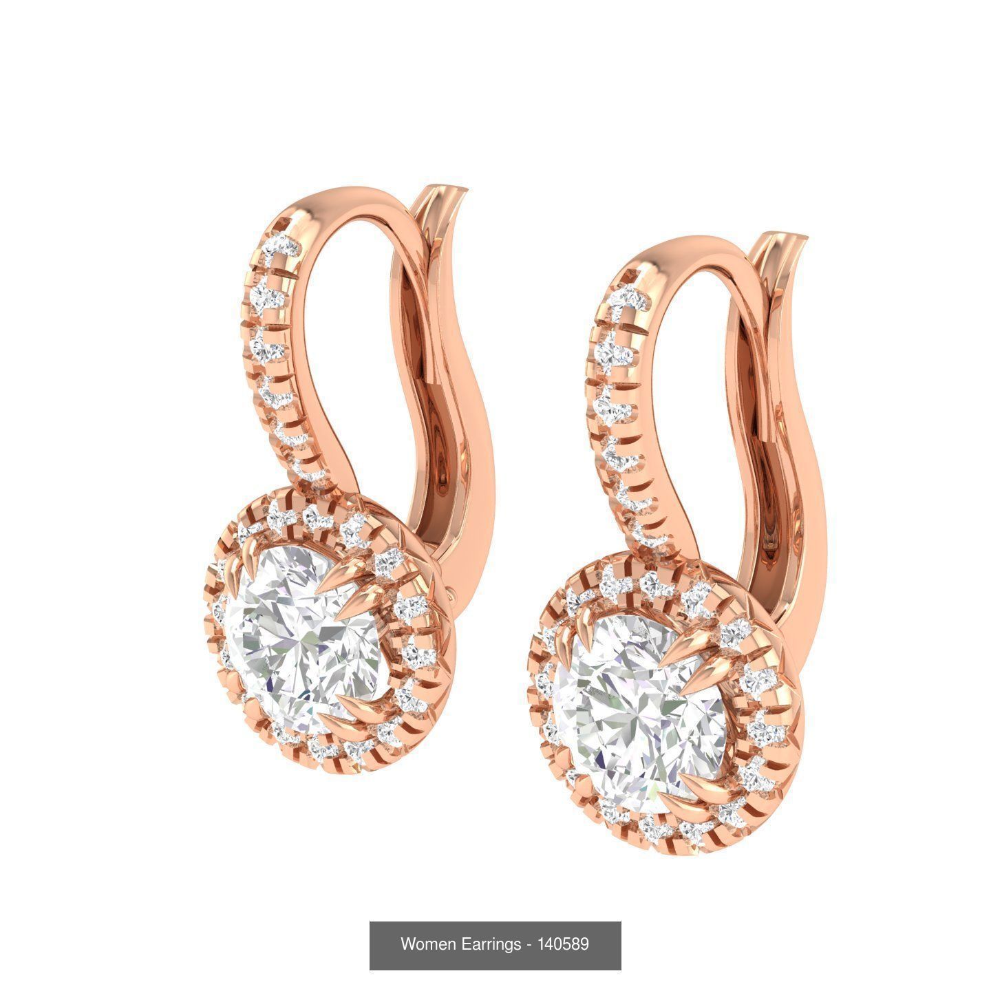 92 Diamond Drops earrings  3D Model Collection_63