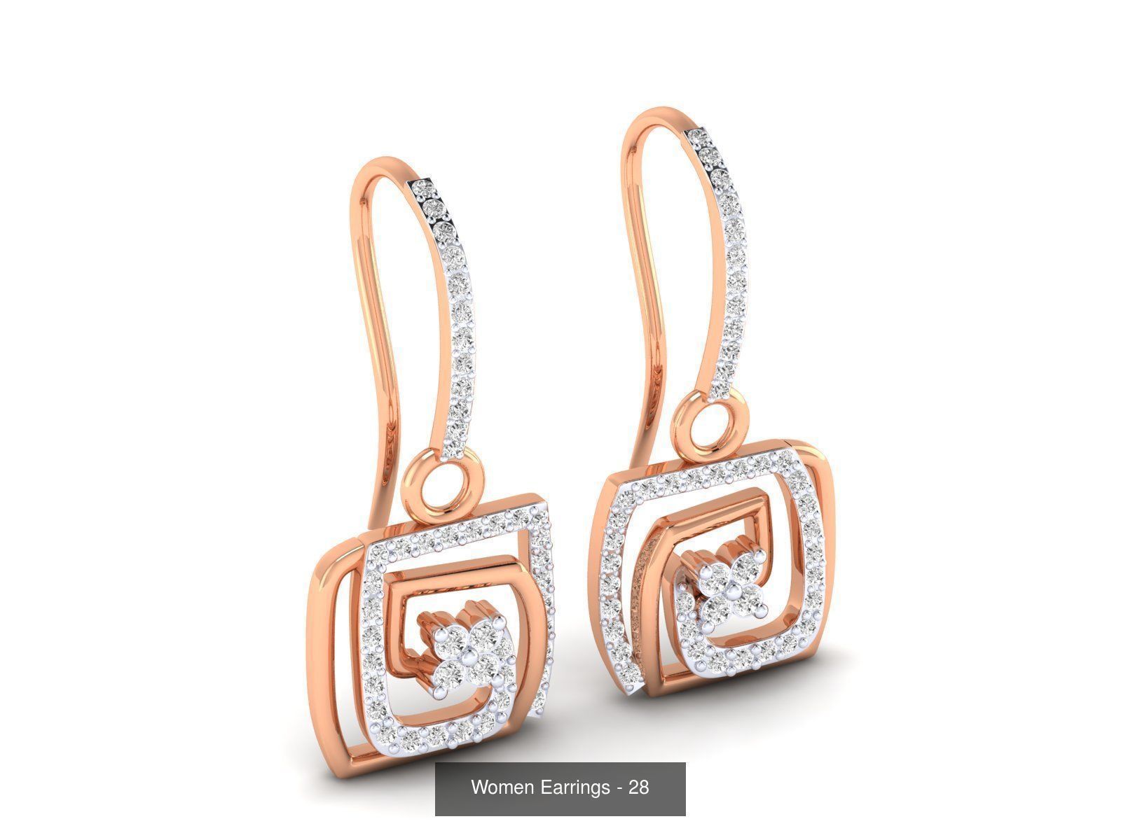 92 Diamond Drops earrings  3D Model Collection_37