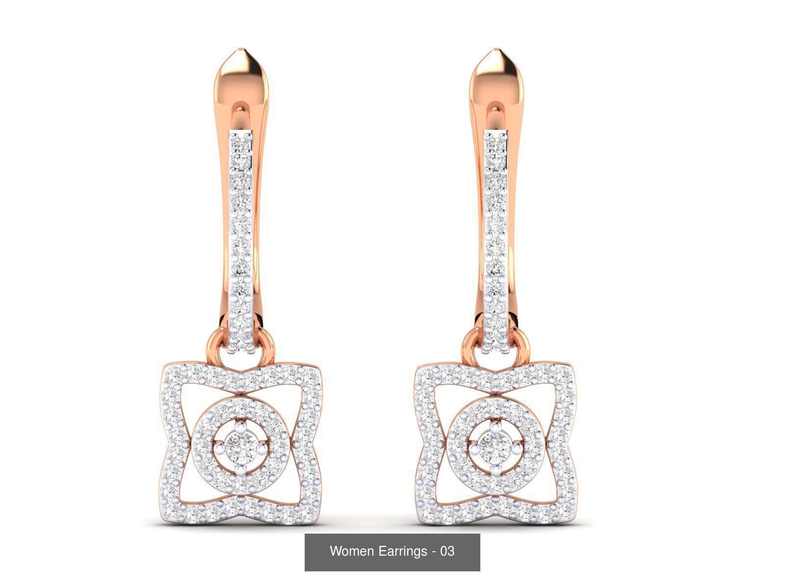 92 Diamond Drops earrings  3D Model Collection_31
