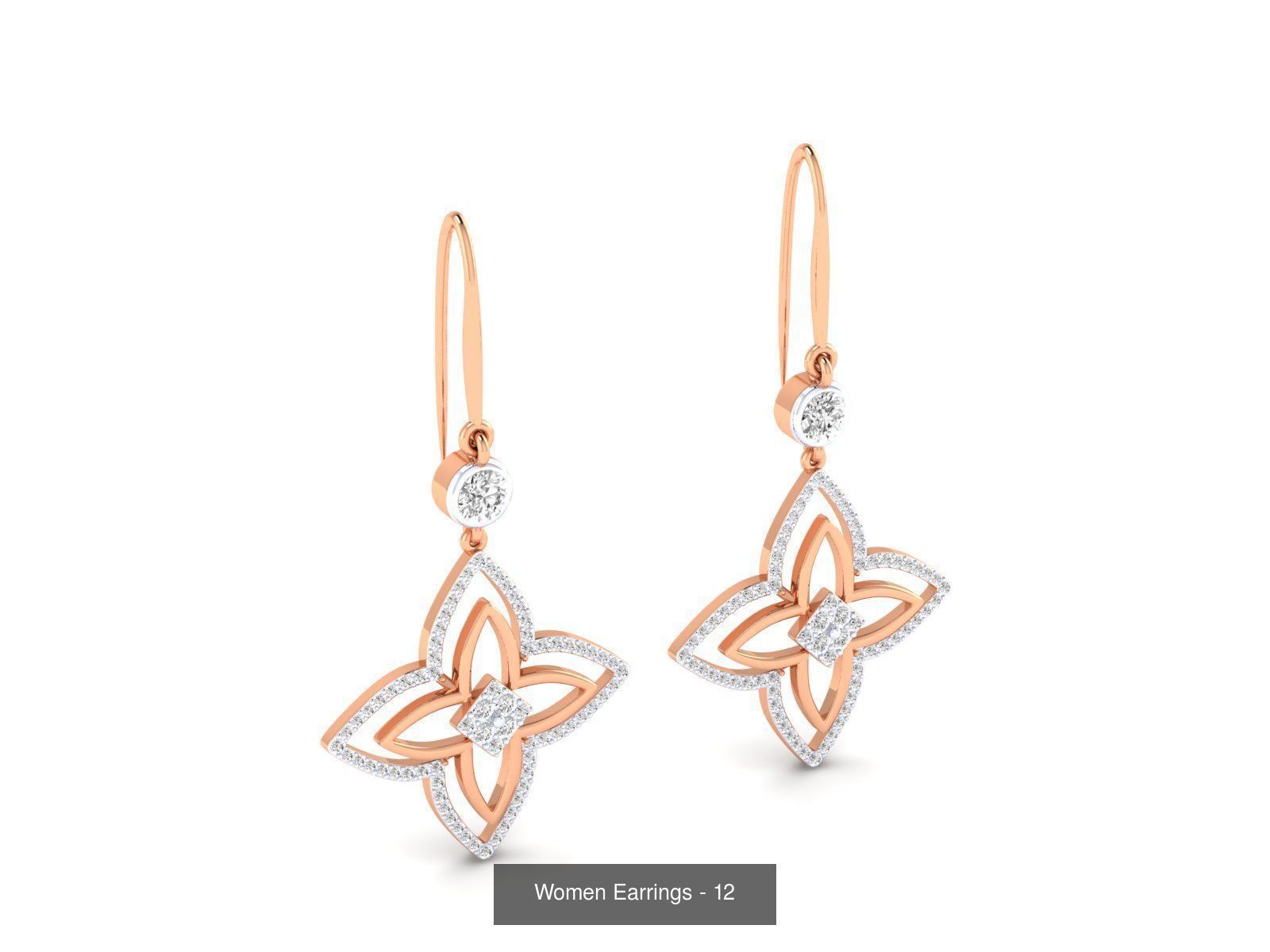 92 Diamond Drops earrings  3D Model Collection_54