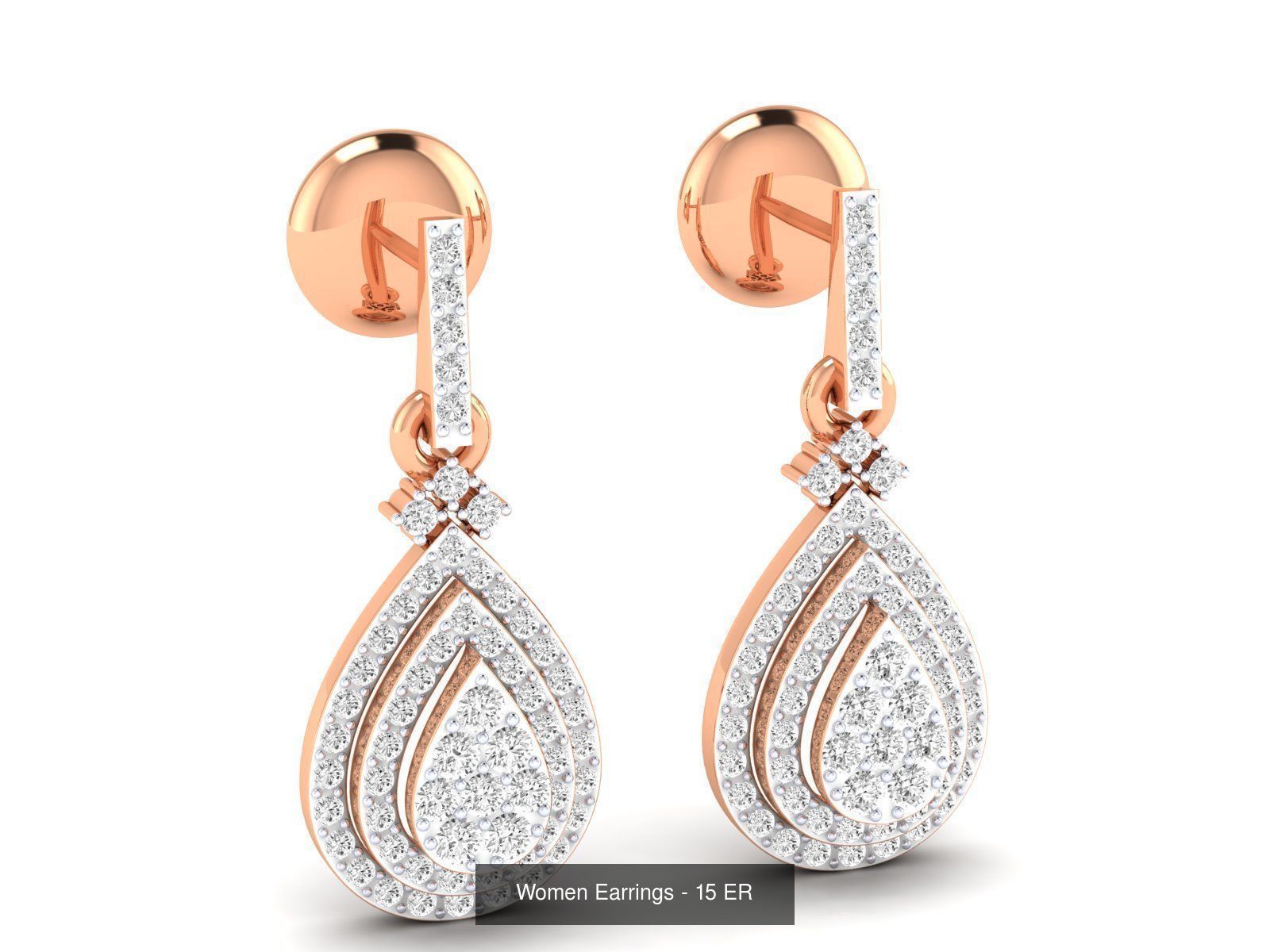 92 Diamond Drops earrings  3D Model Collection_25