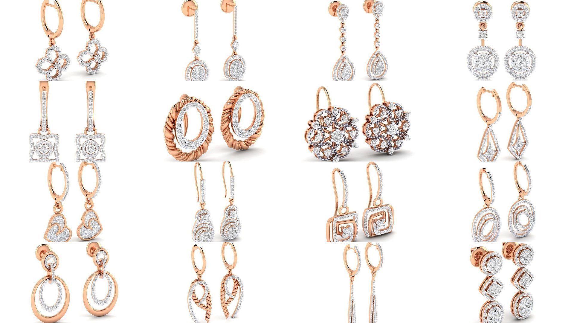92 Diamond Drops earrings  3D Model Collection_3