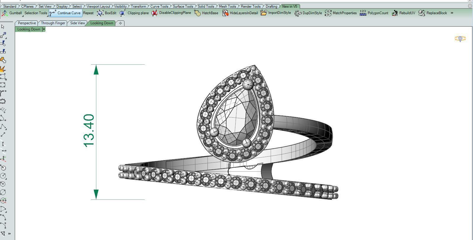 Diamond Ring Marquise 3D print model_12
