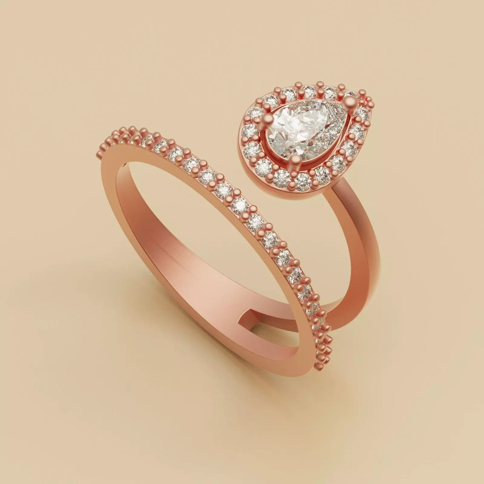 Diamond Ring Marquise 3D print model_0