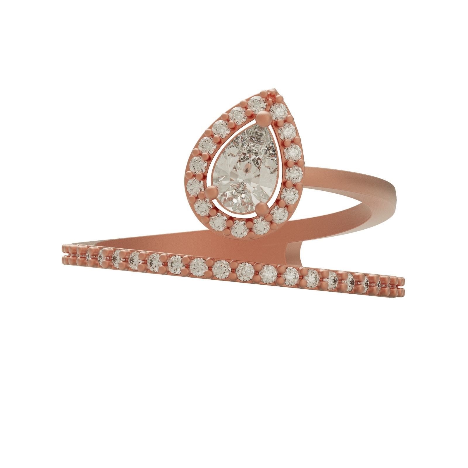 Diamond Ring Marquise 3D print model_1